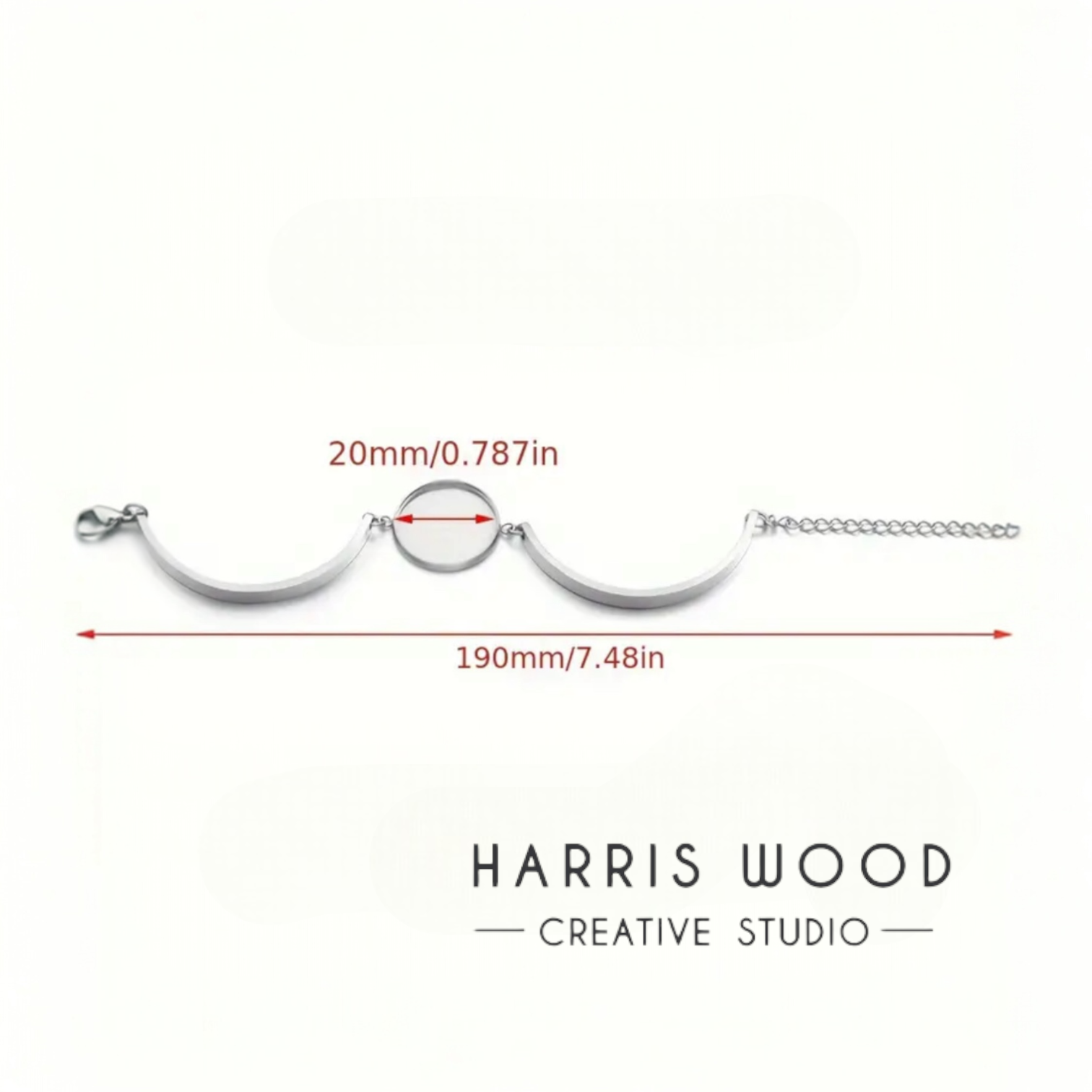 Stainless Steel Bracelet with Round Bezel