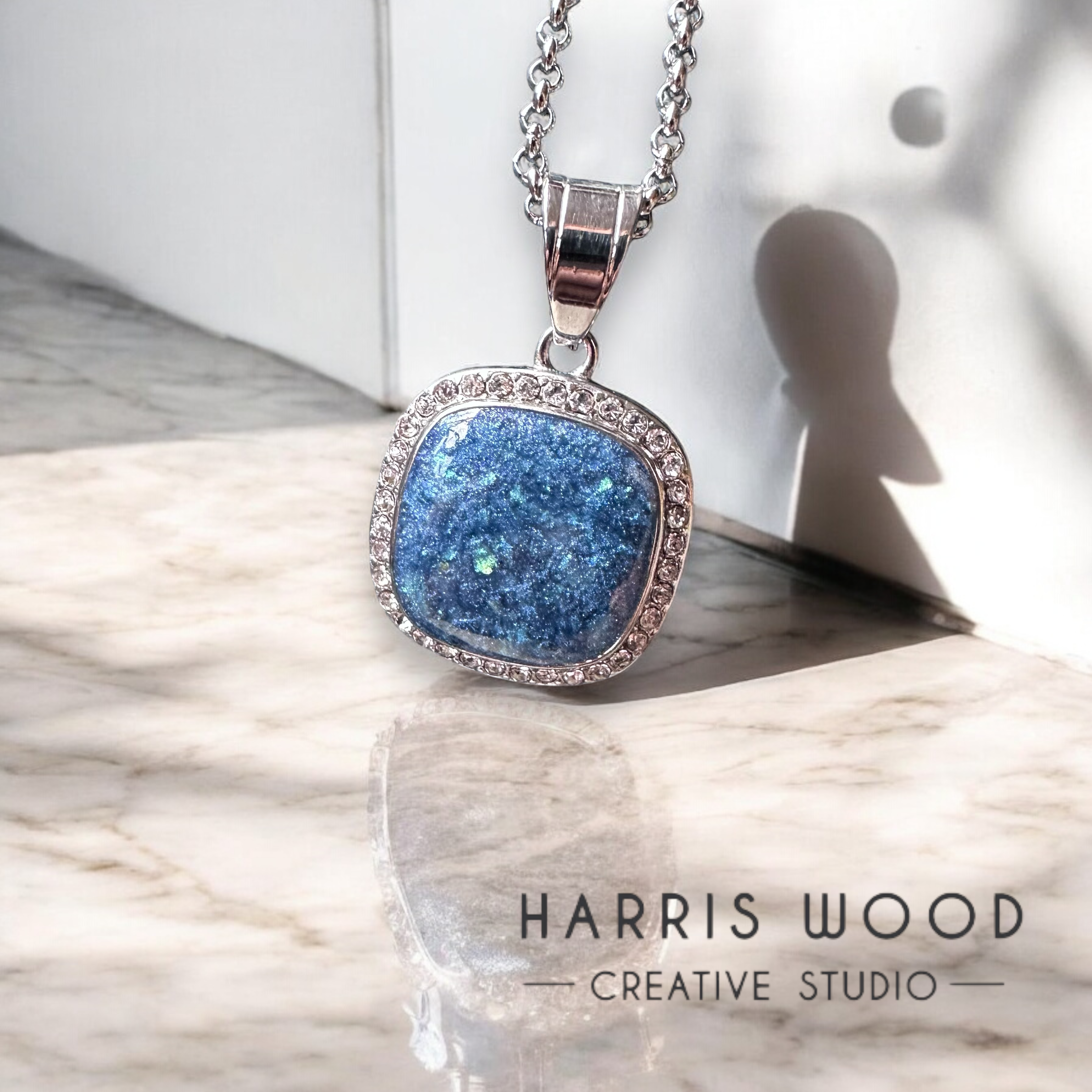 Stainless Steel 20mm Cushion CZ Pendant