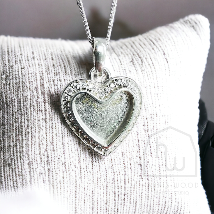 ❤️ Crystal Heart 14mm Pendant - Solid 925 Silver