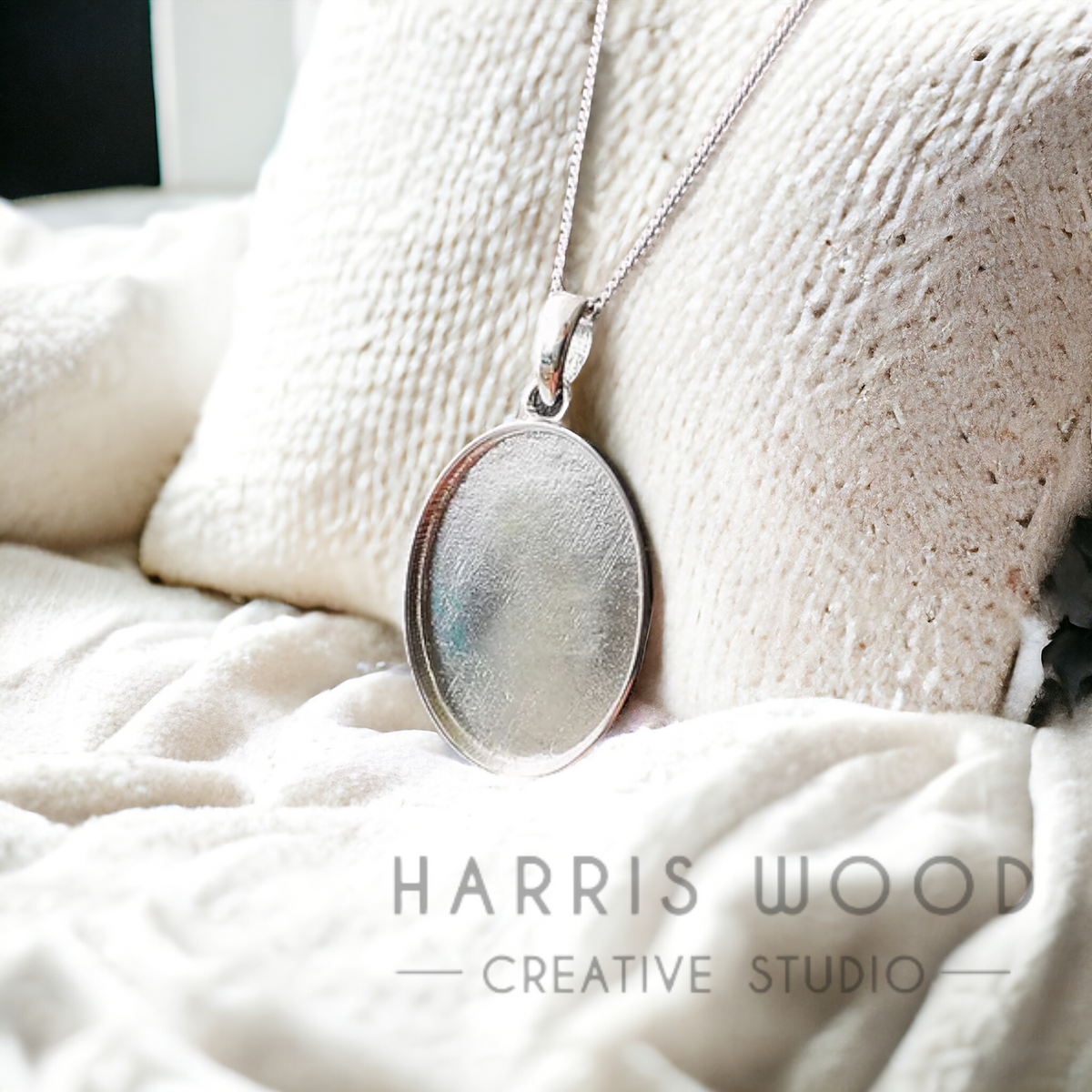 🏷️ EOL – Large Oval Inclusion Pendant – Solid 925 Silver