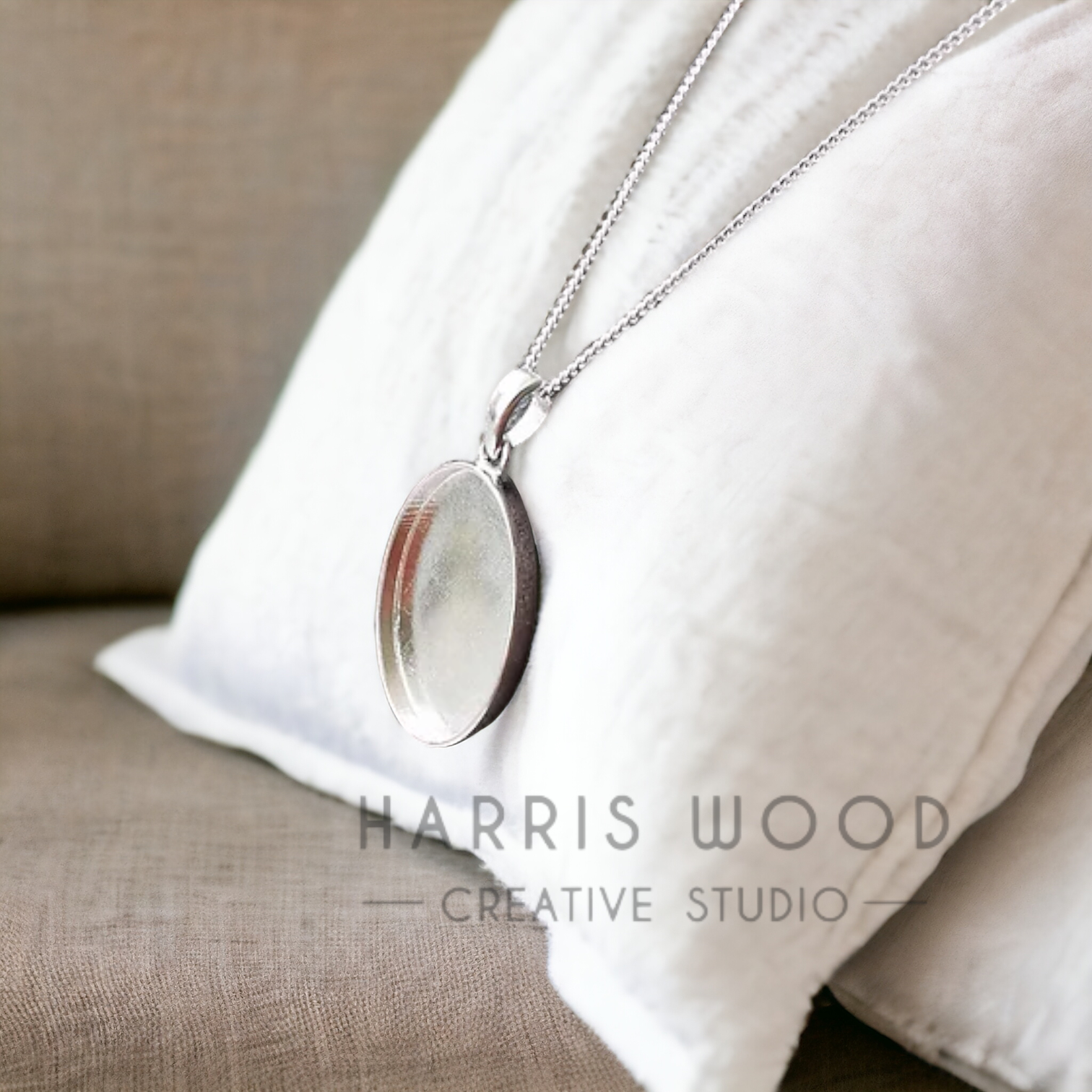 SOLID 9K GOLD Oval Setting Pendant - 3 SIZES