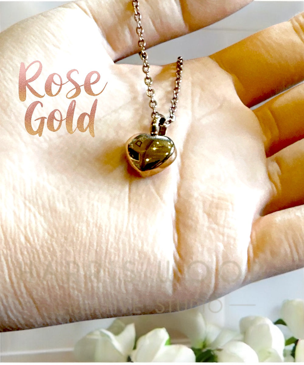 Mini Rose Gold Heart Urn Pendant and Chain