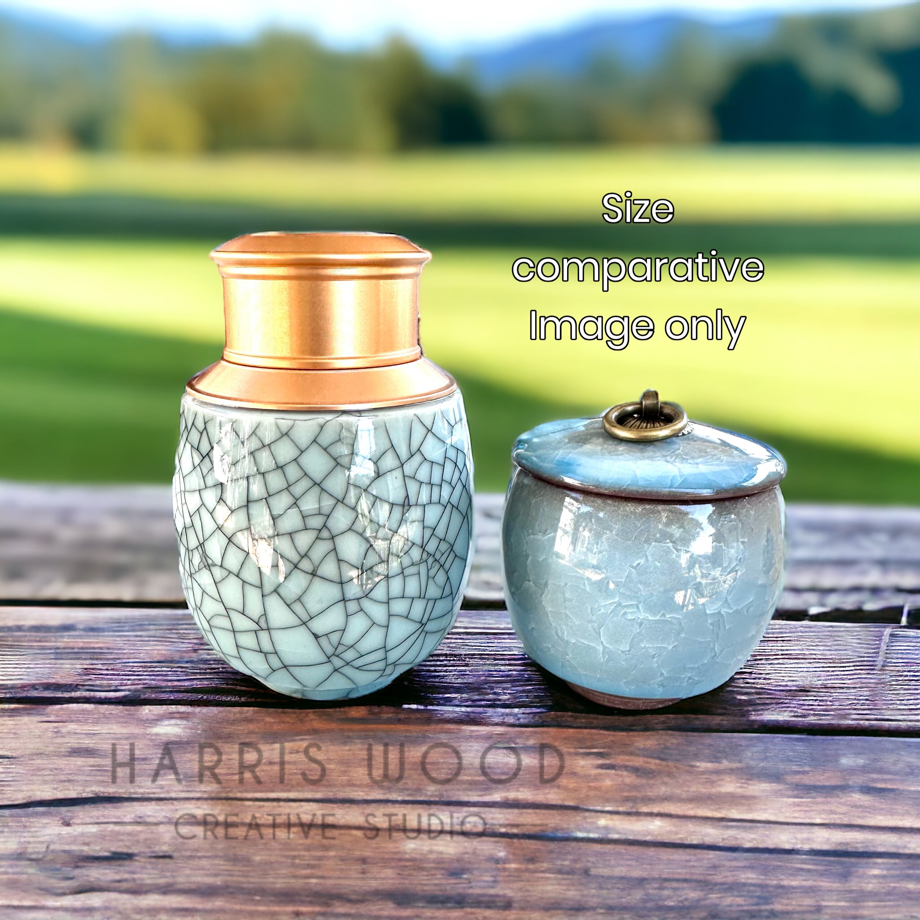 Crazed Ceramic Blue Mini Urn