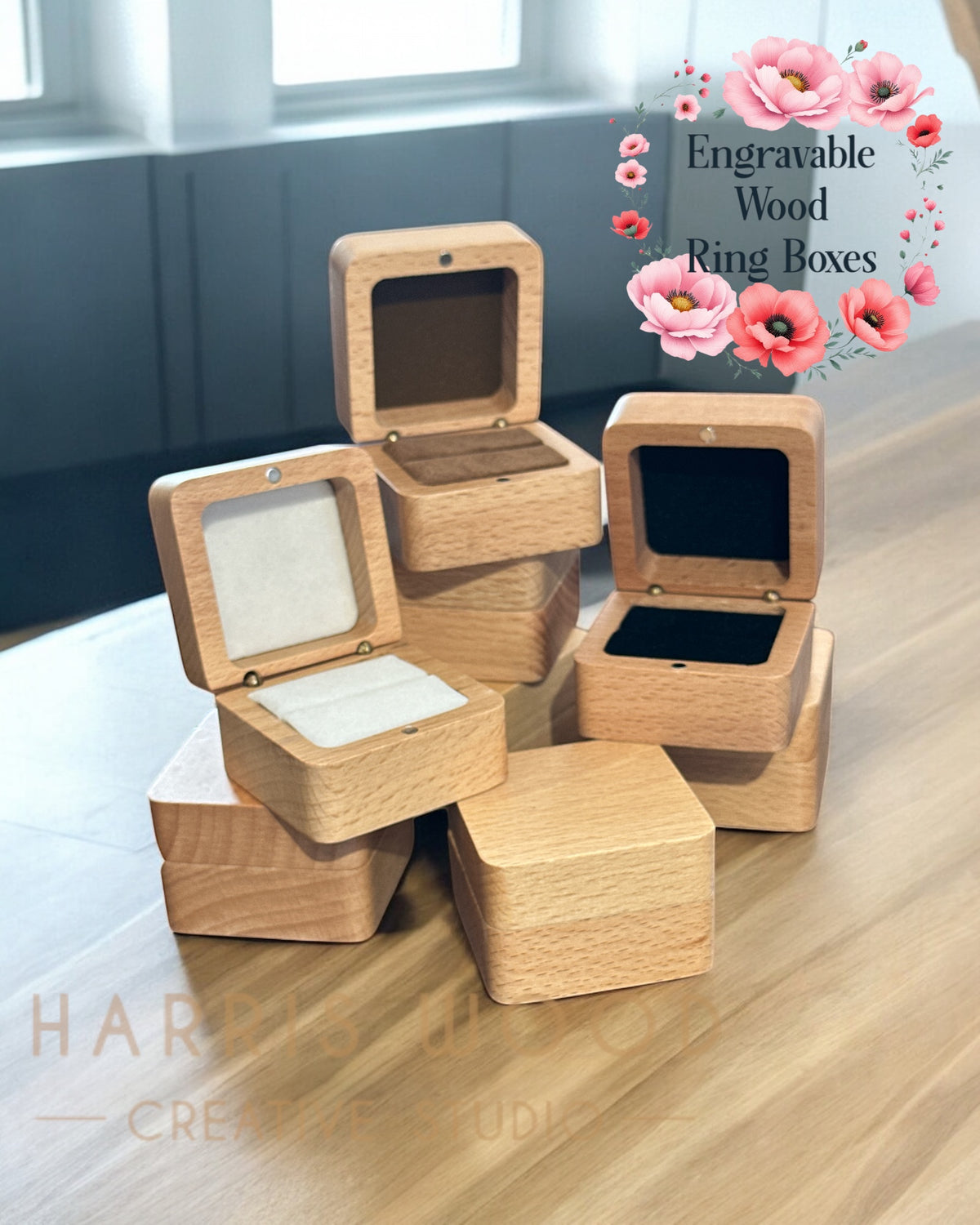 Light Wood Ring Box - Engravable