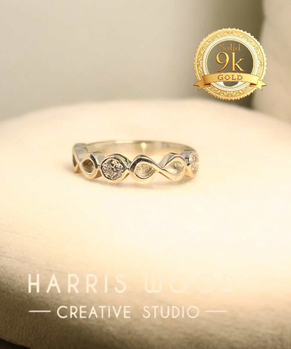 π Unending Love Ring - CZ Double Infinity - 9ct Solid GOLD