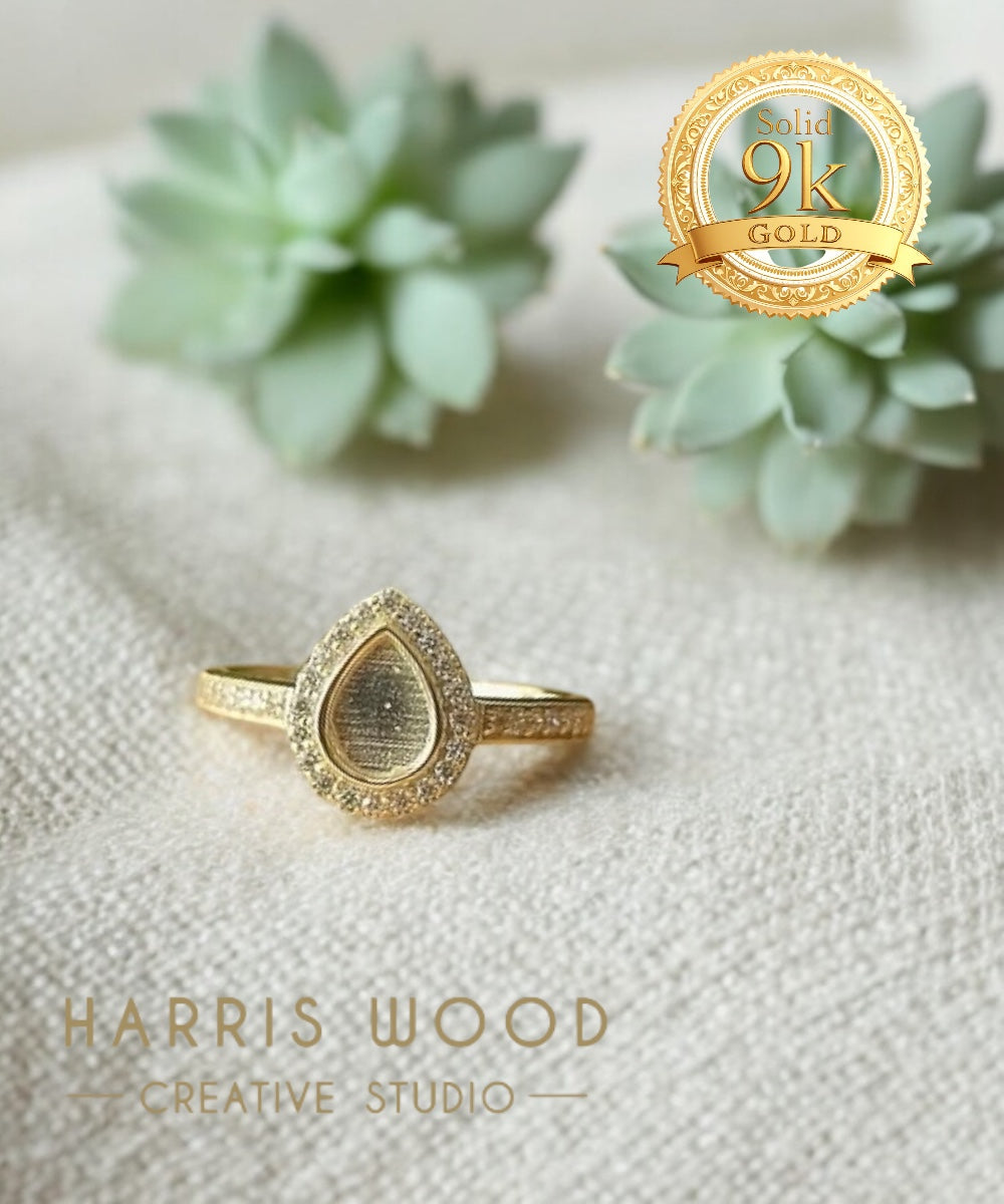 Sweet Pear CZ Ring - 9ct Solid GOLD