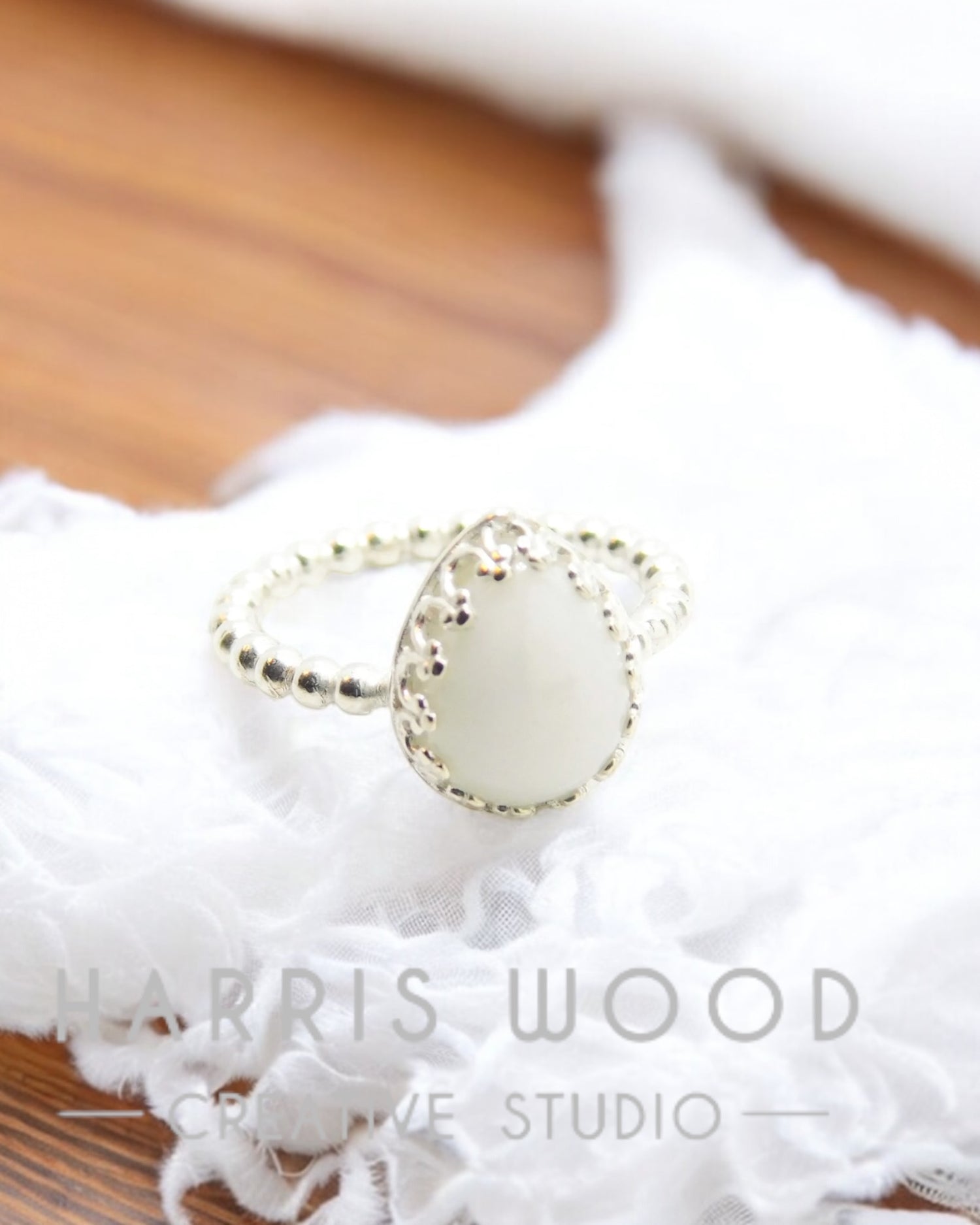 * Bubble Band Ring with 6x8mm Heritage Teardrop Bezel