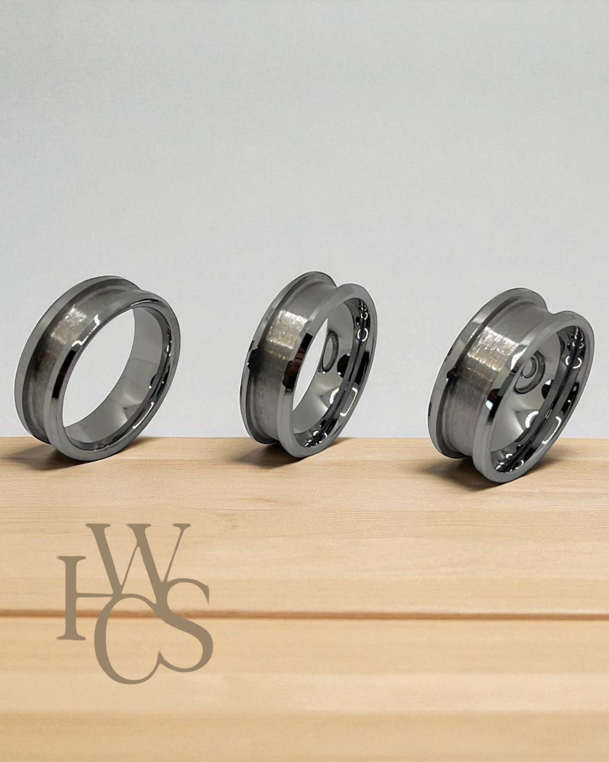 💙 Tungsten - Beveled Edge Channel Rings