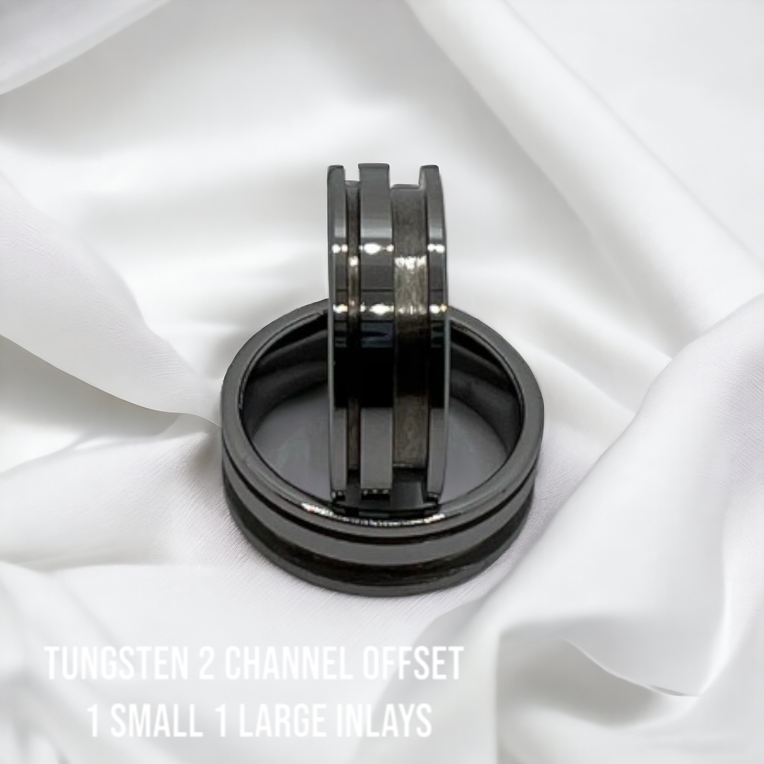Tungsten Smooth Edge Double Channel Ring (2 diff size inlays)