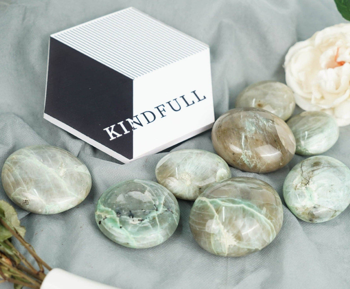 Green Moonstone Palm Stone - Embrace Intuition & Peace