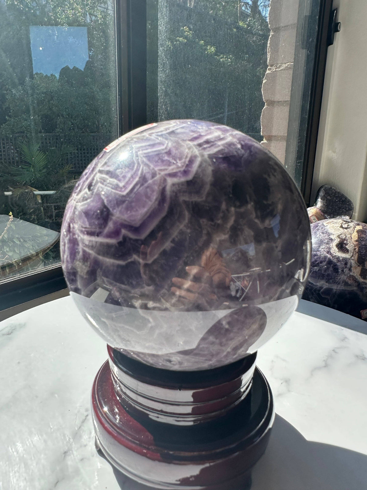 Extra Large Natural Dream Amethyst Sphere Crystal for Spiritual Healing, Feng Shui & Chakra Balancing Crystal