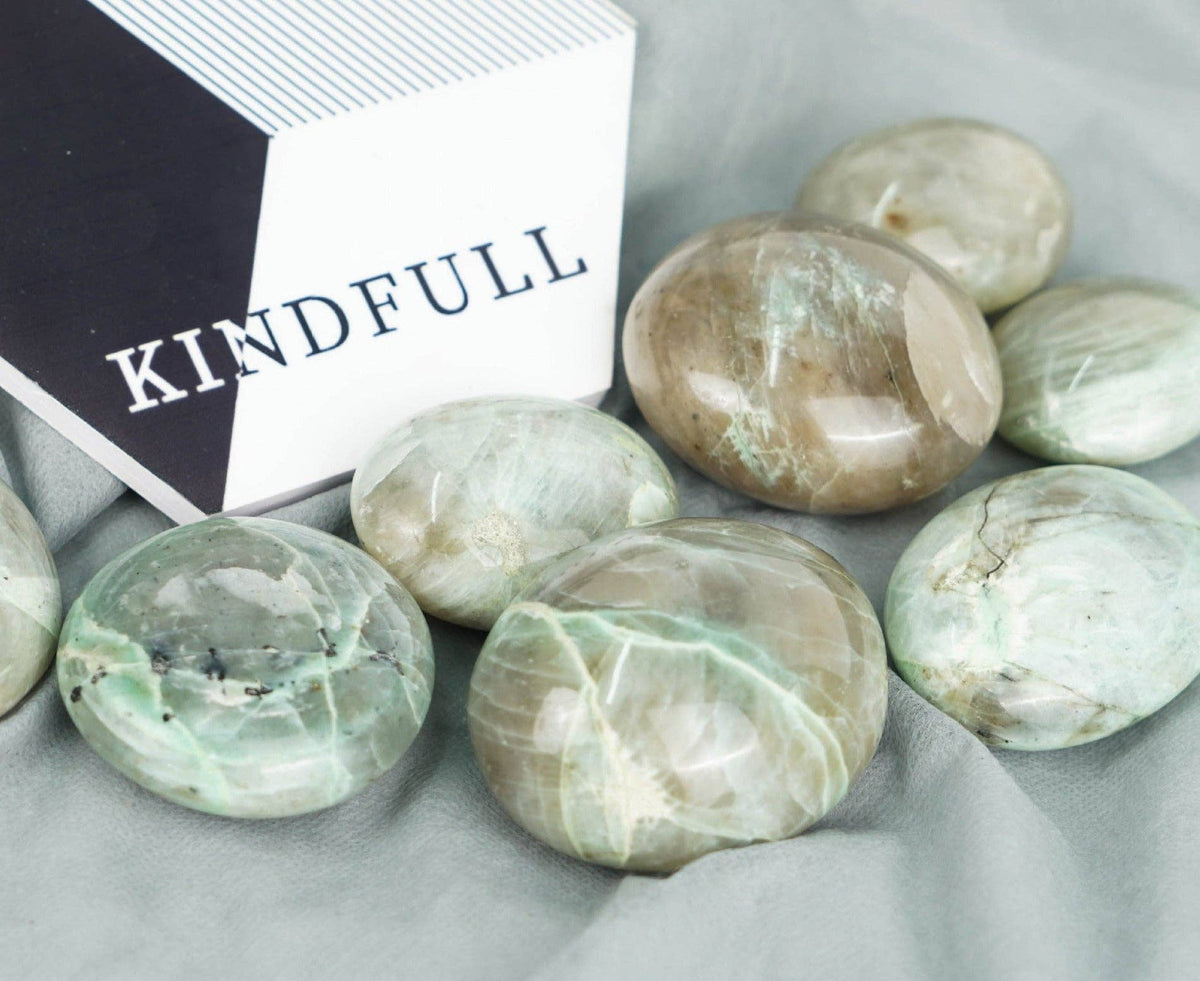 Green Moonstone Palm Stone - Embrace Intuition & Peace