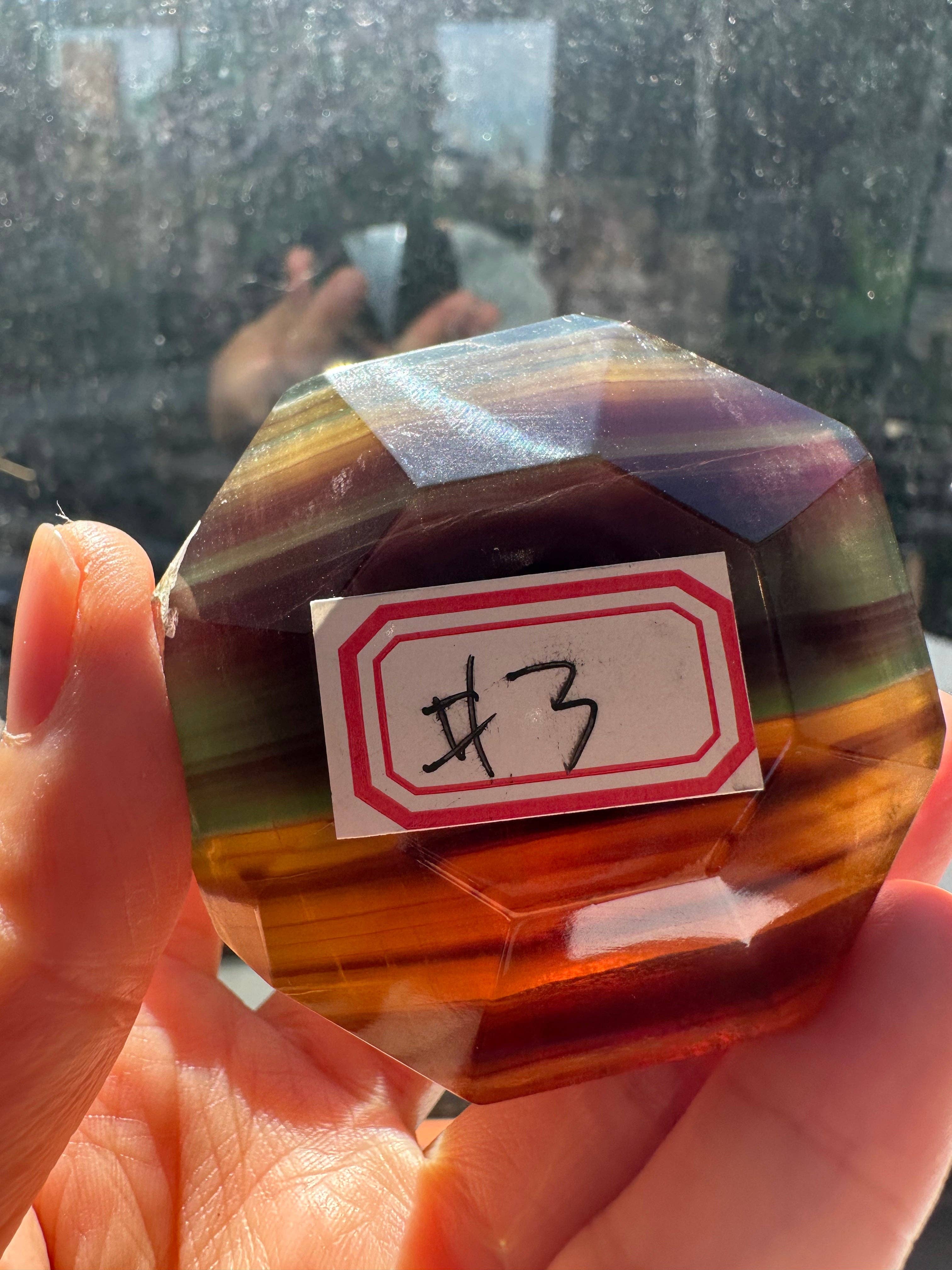 Rare Fluorite Diamond Carving – Unique Shape for Clarity, Focus & Energy Alignment Healing Crystal -