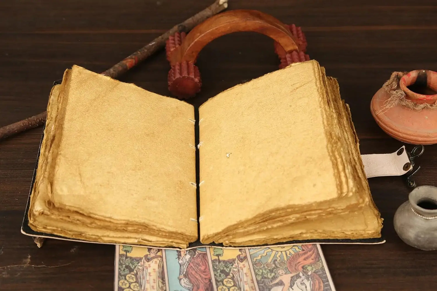 Vintage Leather Journal/Notebook with Moon Print