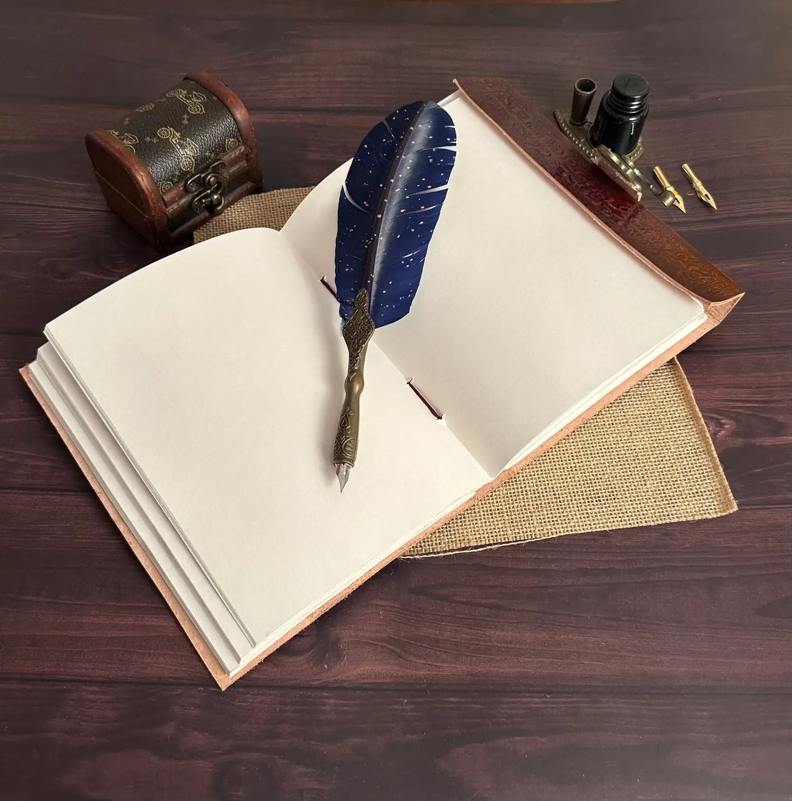 Leather Journal with 7 Chakra Stones
