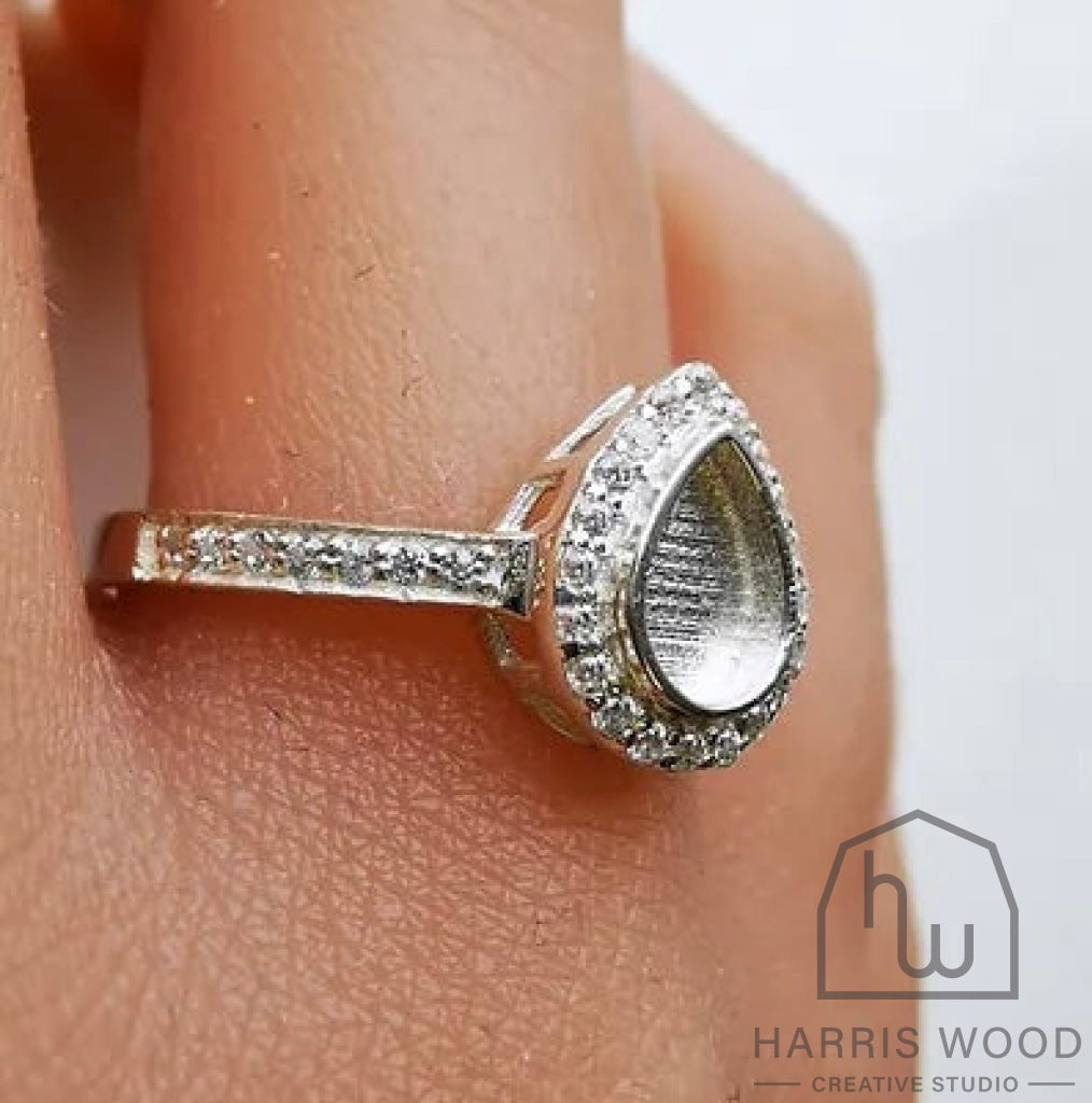 Full Cz Pear Ring