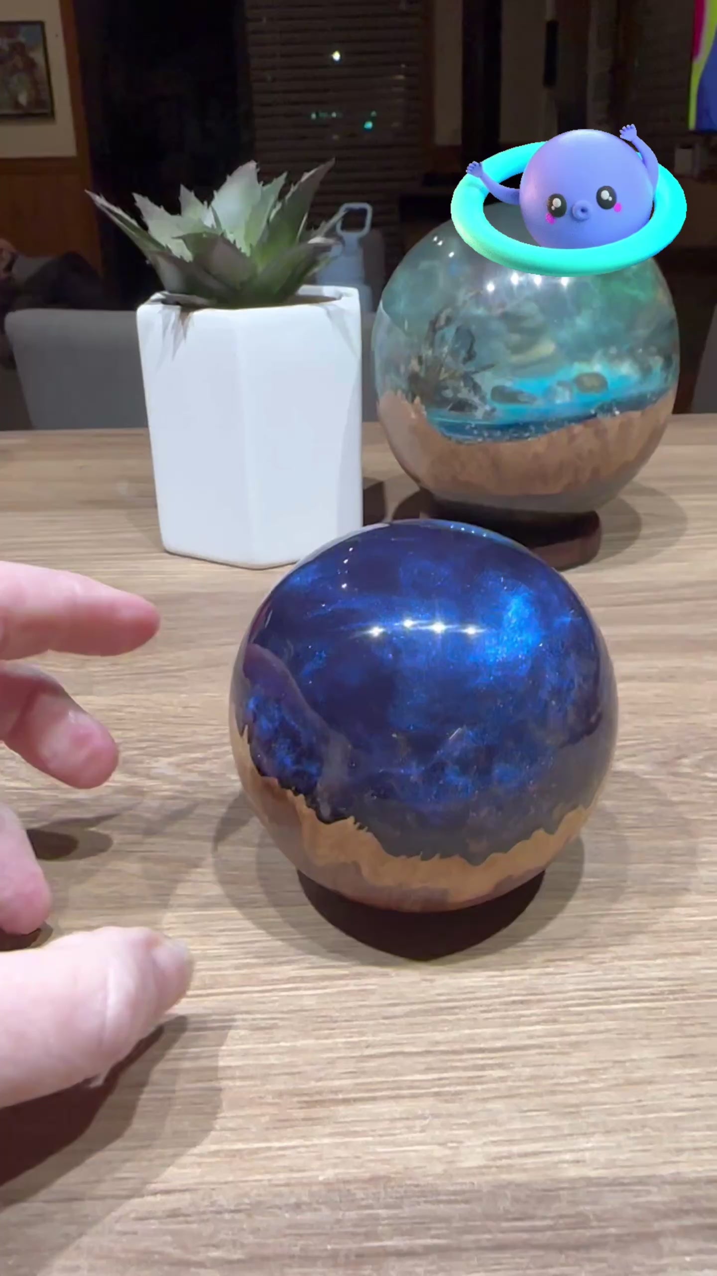 Purple Planet Resin Sphere - Handcrafted