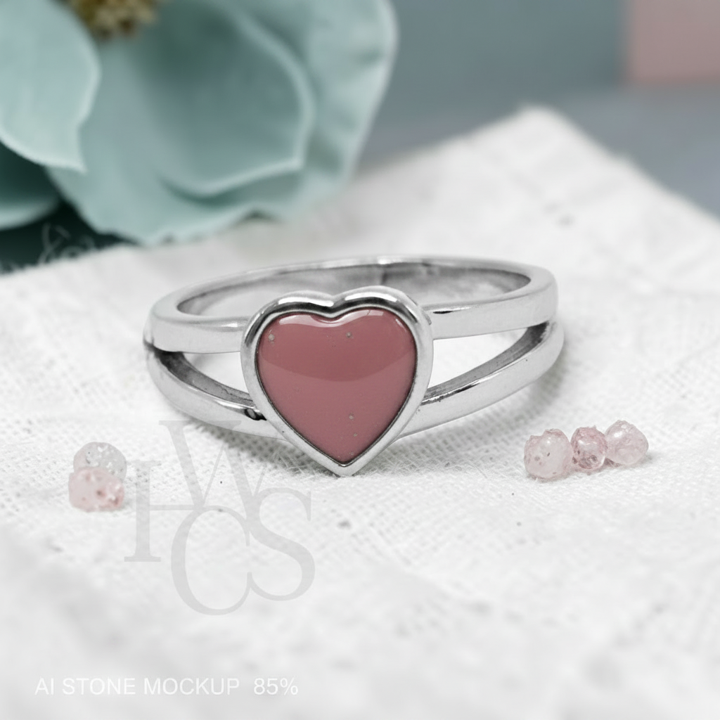Split Band Heart Ring – Mono Dusty Rose Mockup