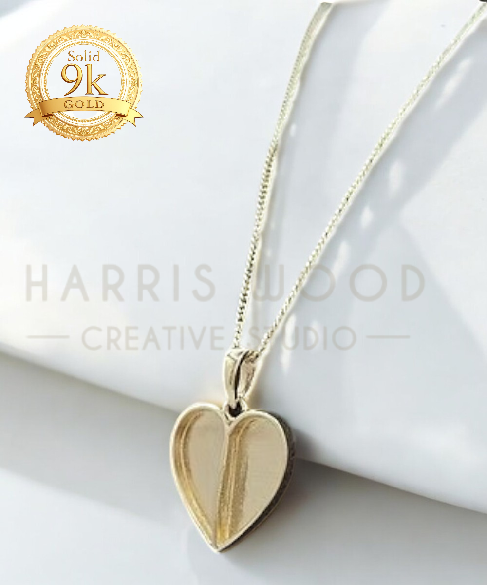 Split Heart Pendant - 9K Solid Gold