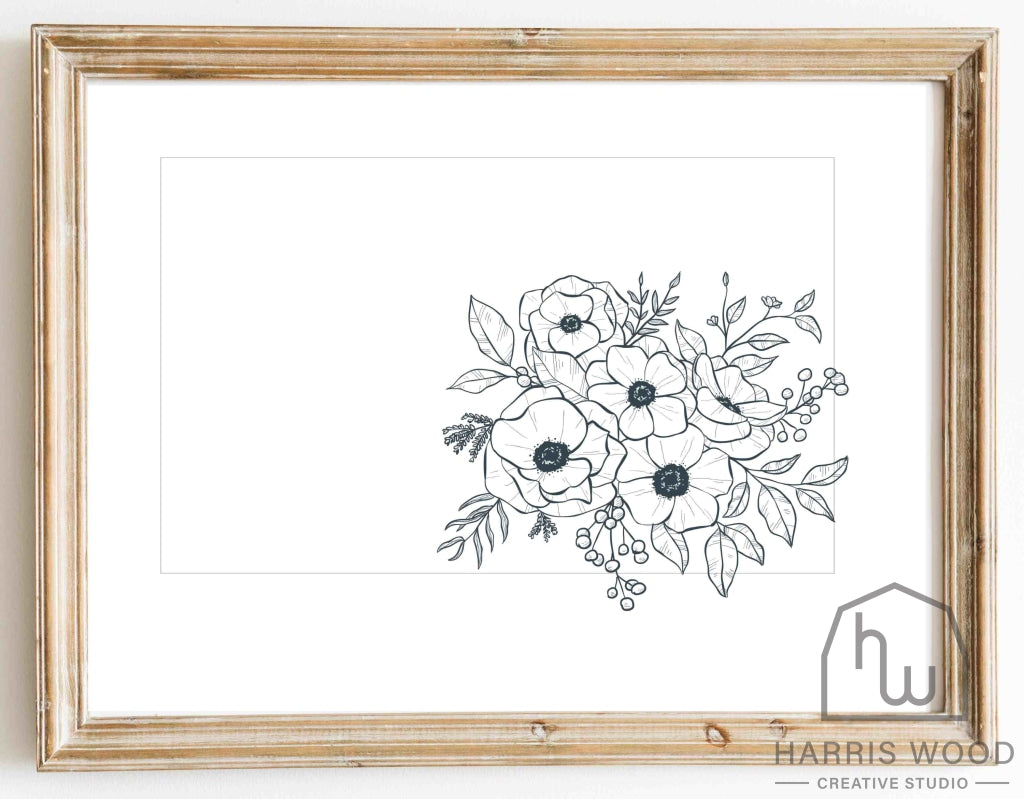 Peony Spray design - Harris Wood Creative Studio