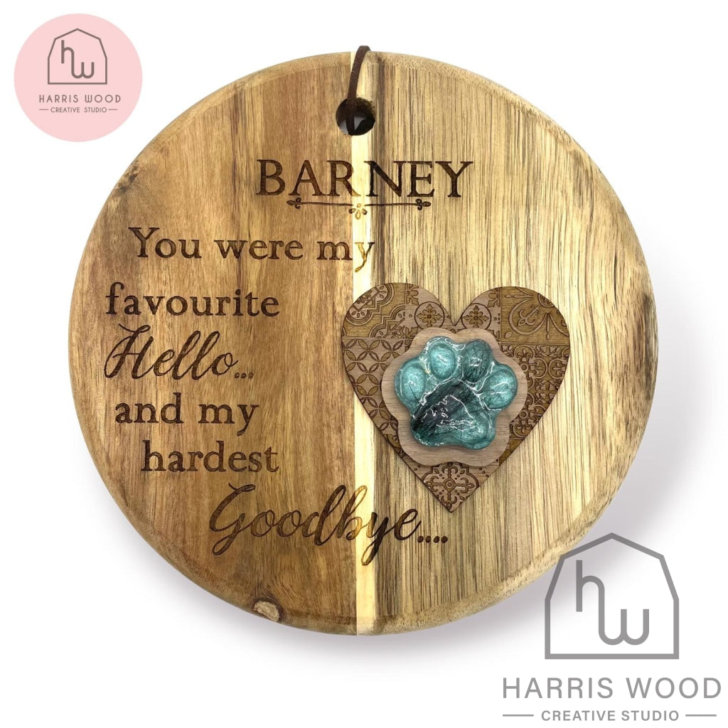 Resin Paw Memorial Board - Harris Wood Creative Studio