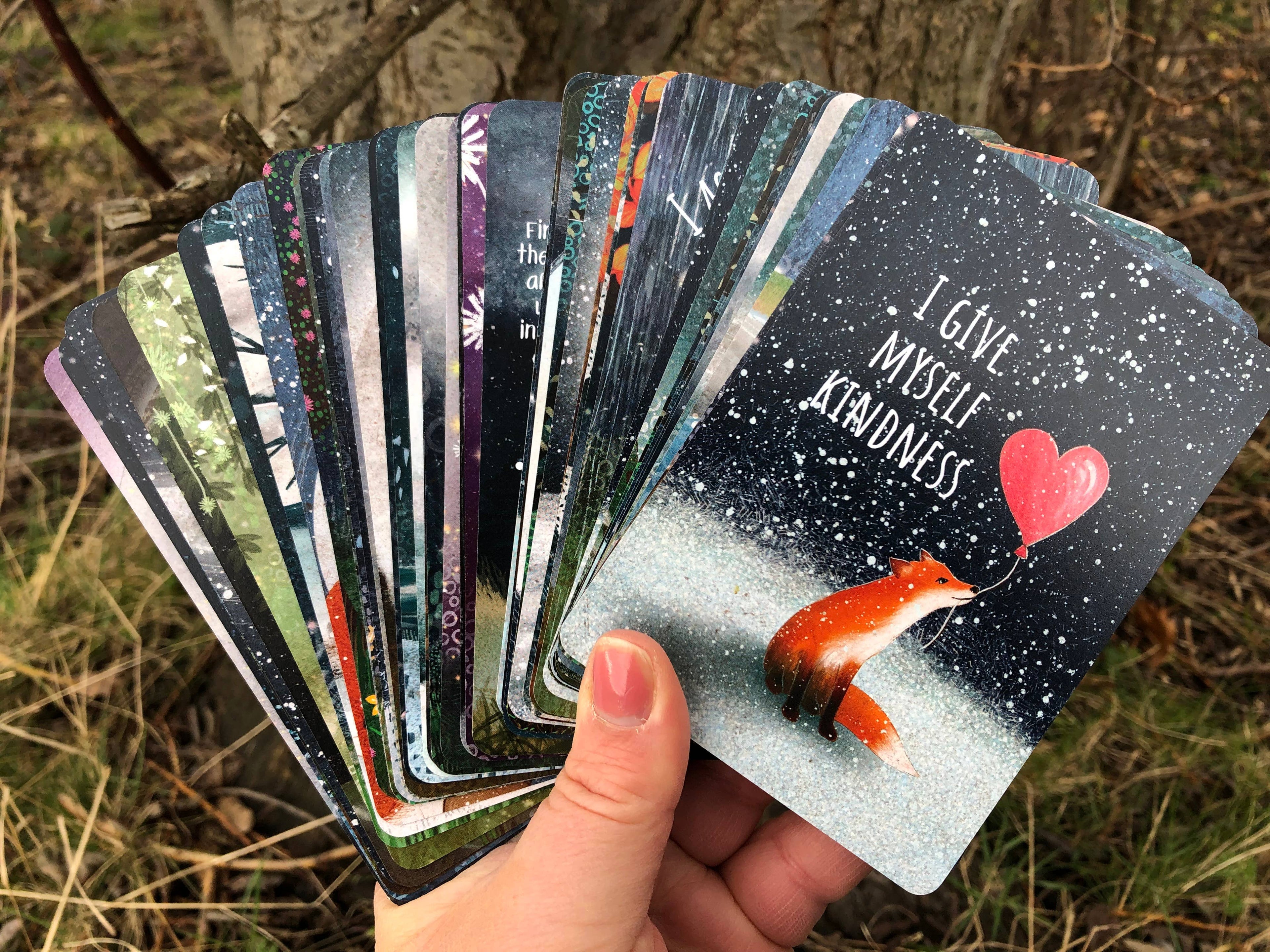 FOX UNDER THE MOON AFFIRMATIONS CARDS