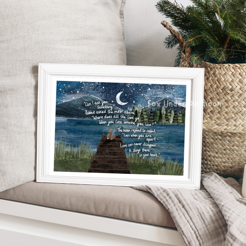 FOX UNDER THE MOON ART PRINTS