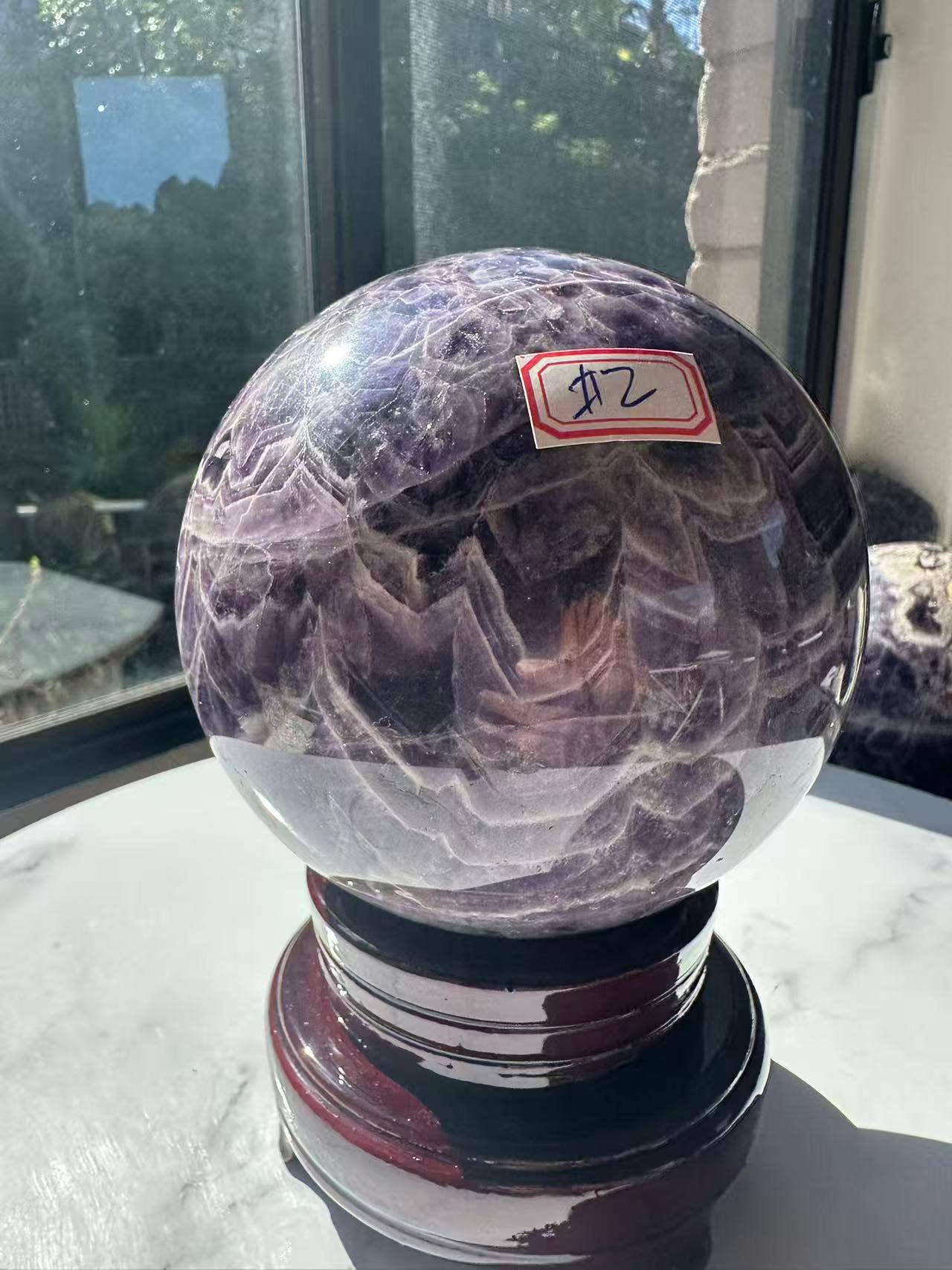 Extra Large Natural Dream Amethyst Sphere Crystal for Spiritual Healing, Feng Shui &amp; Chakra Balancing Crystal