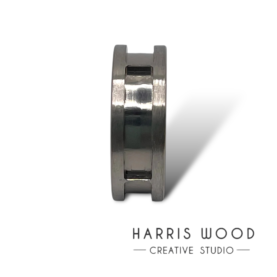 Titanium Long Rectangle Inlay Ring