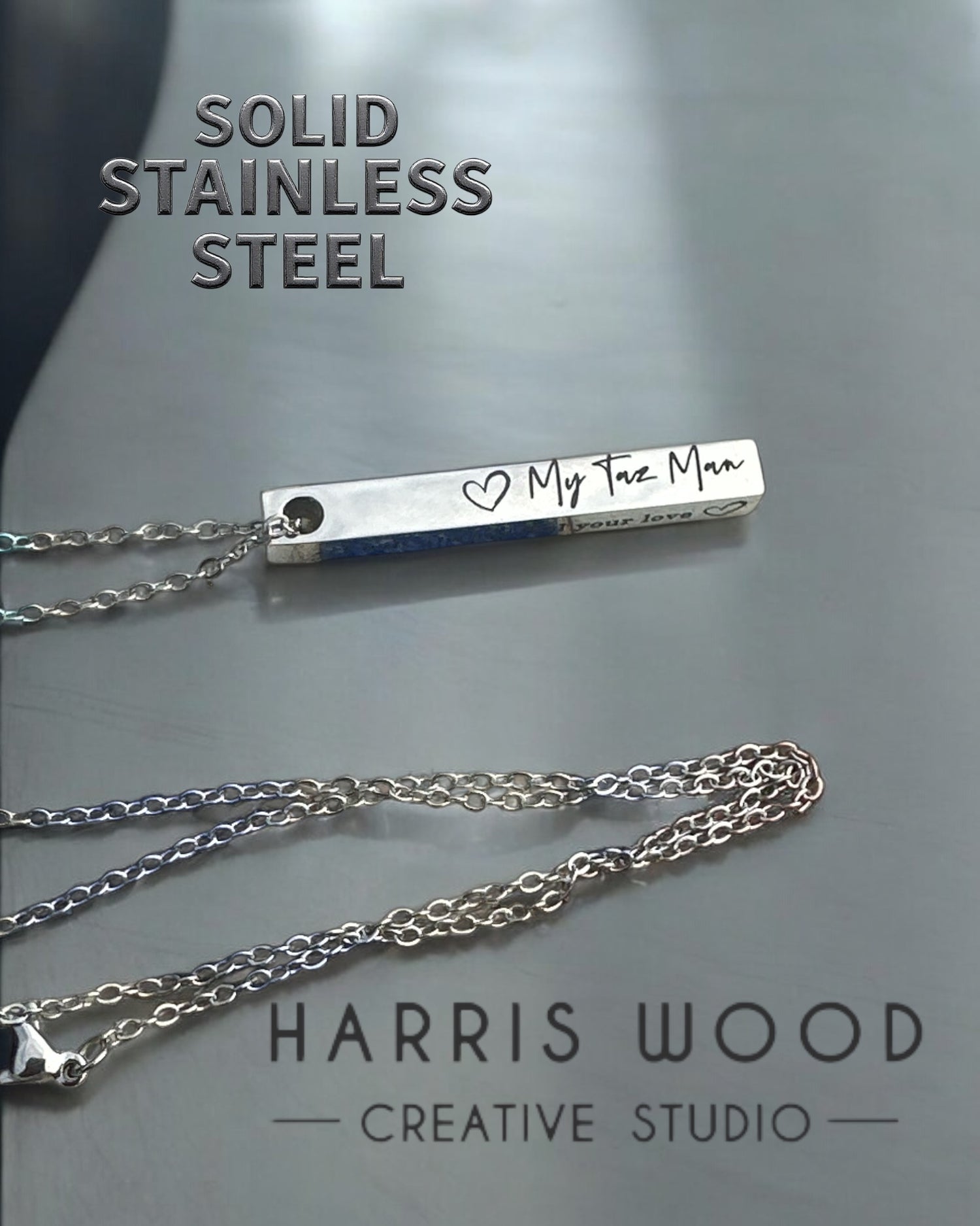 Bar Pendant - Engravable on 4 sides - 3 colours