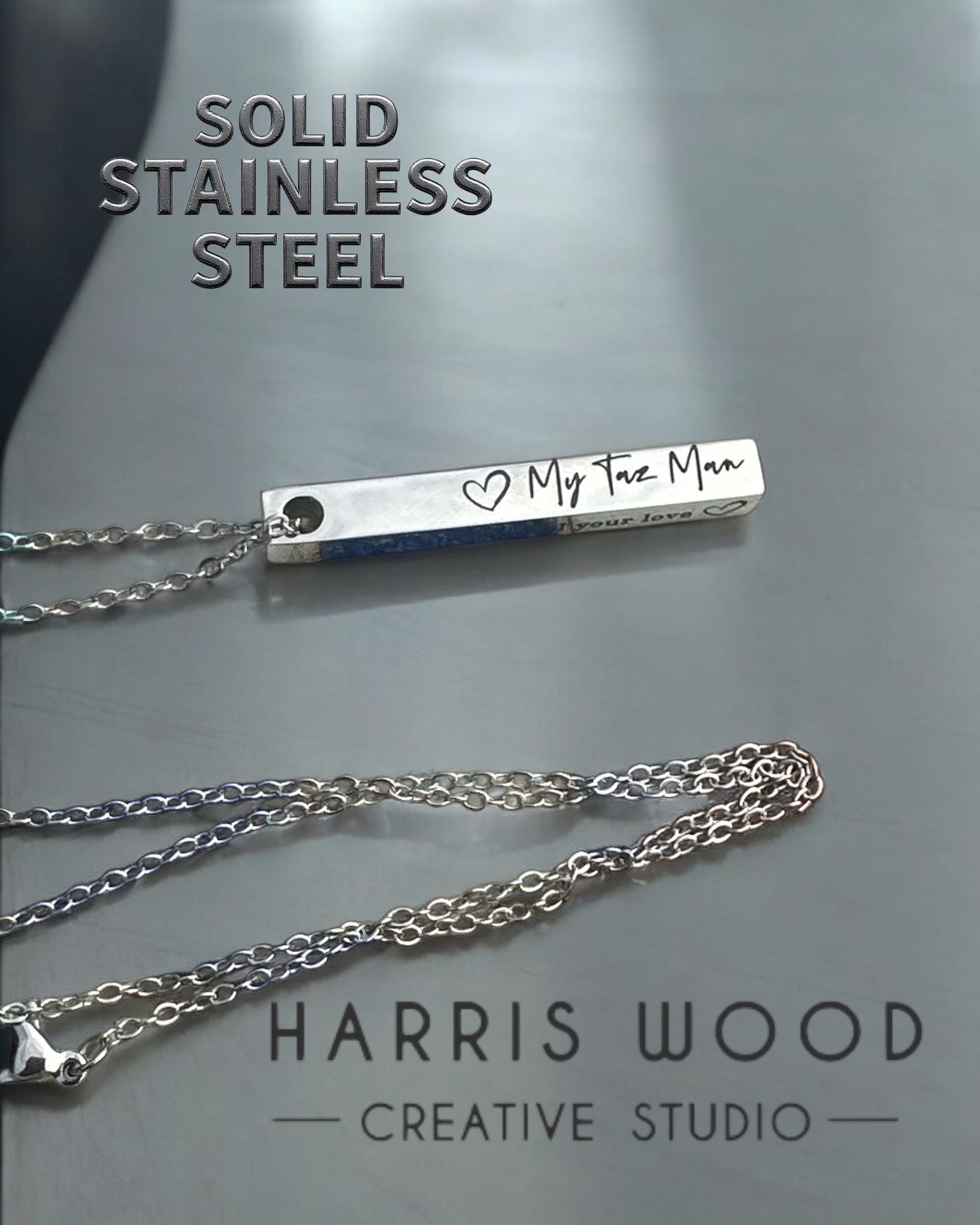 Bar Pendant - Engravable on 4 sides - 3 colours
