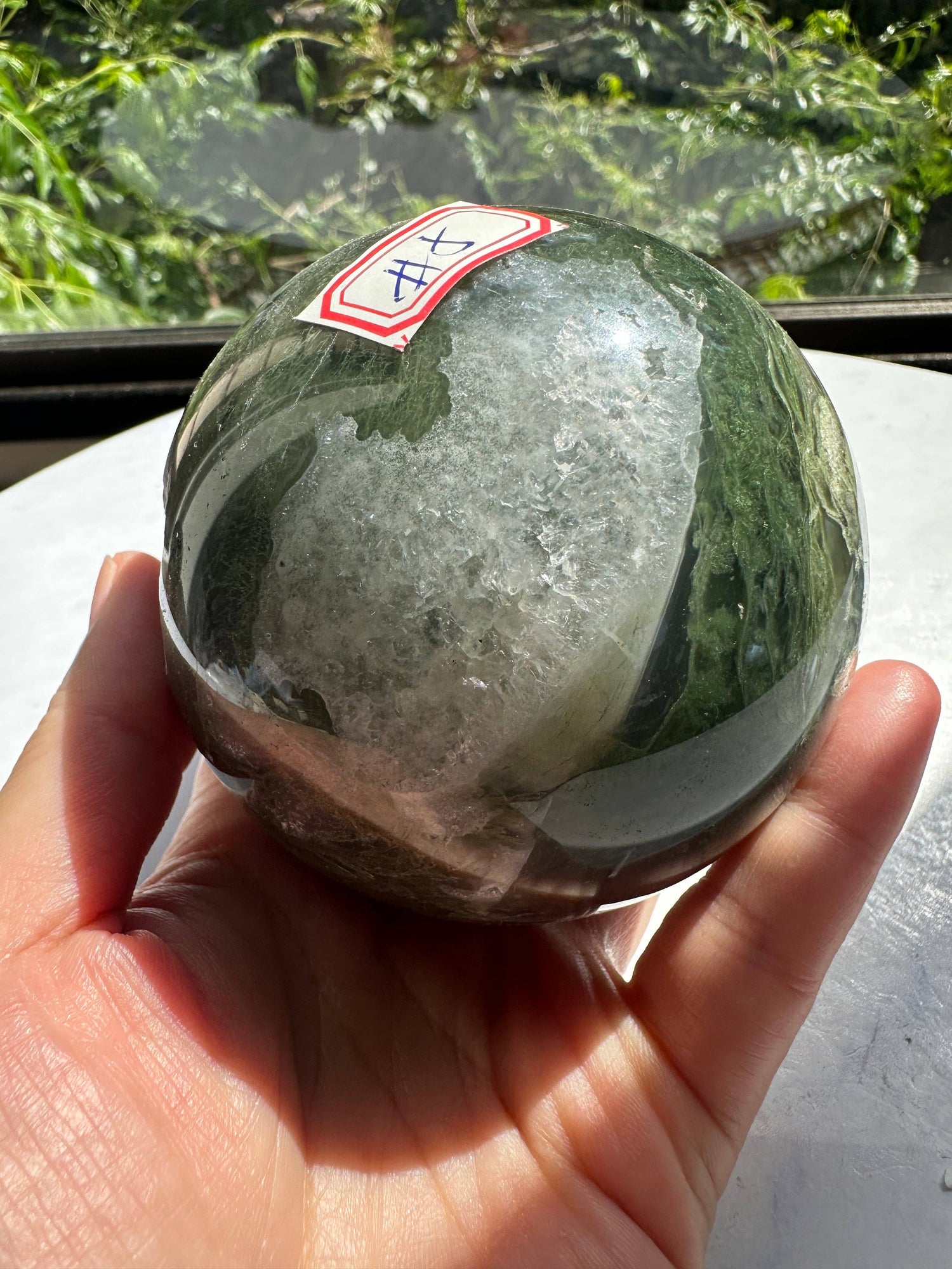 Large moss agate sphere - christmas crystal gift 