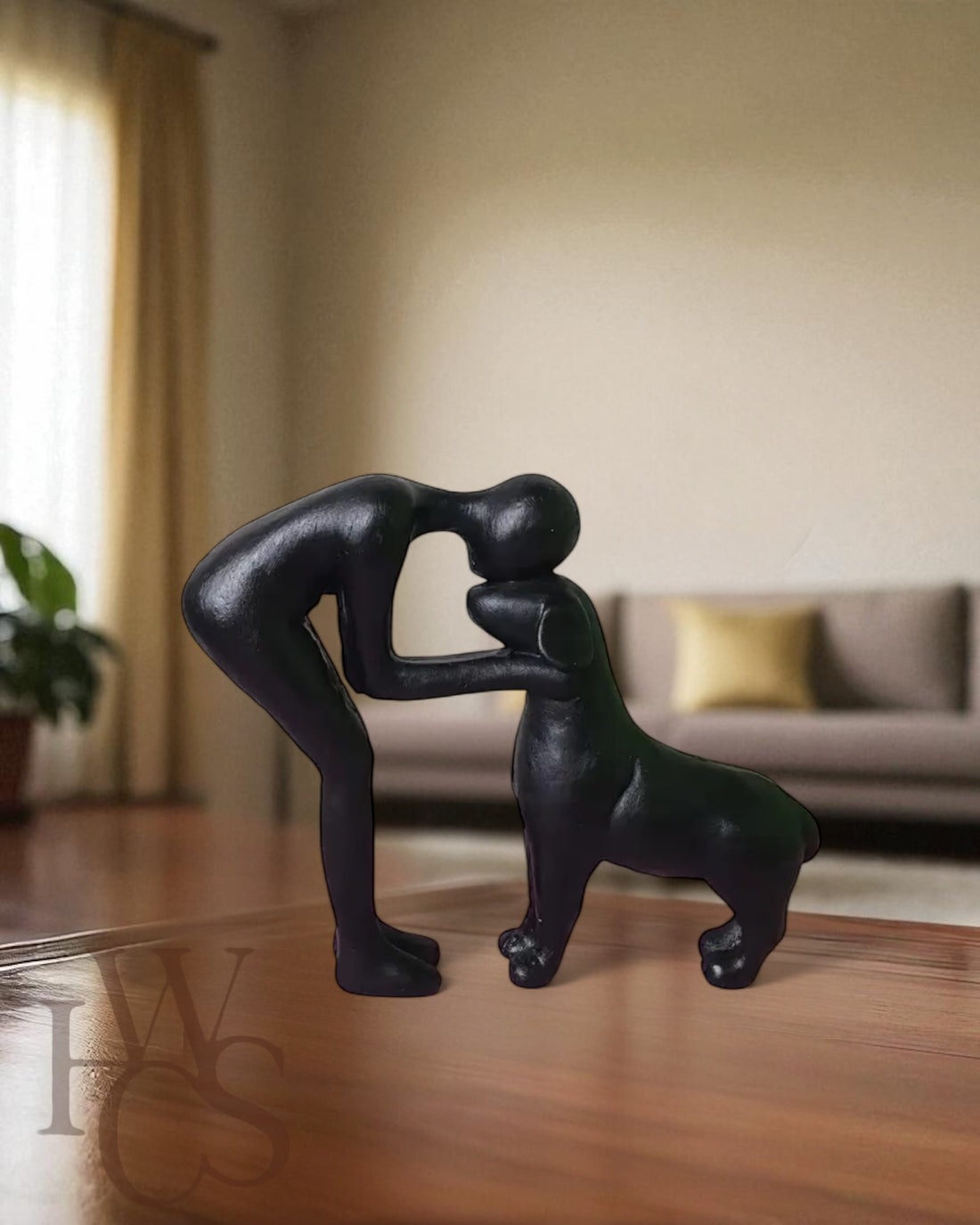 Elegant Child &amp; Dog Statue (black)