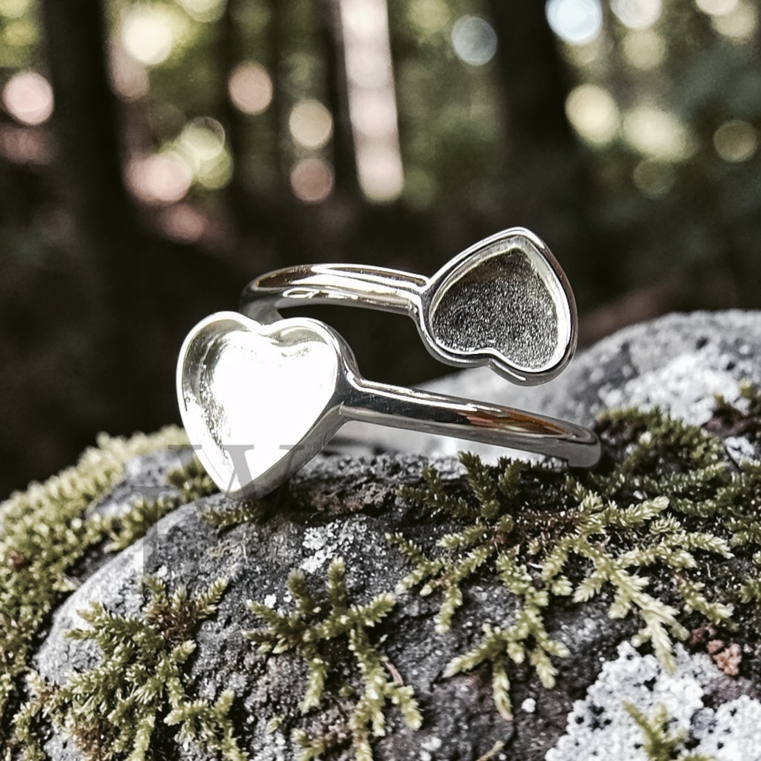 ❤️ Double Heart Adjustable Ring - Solid Silver