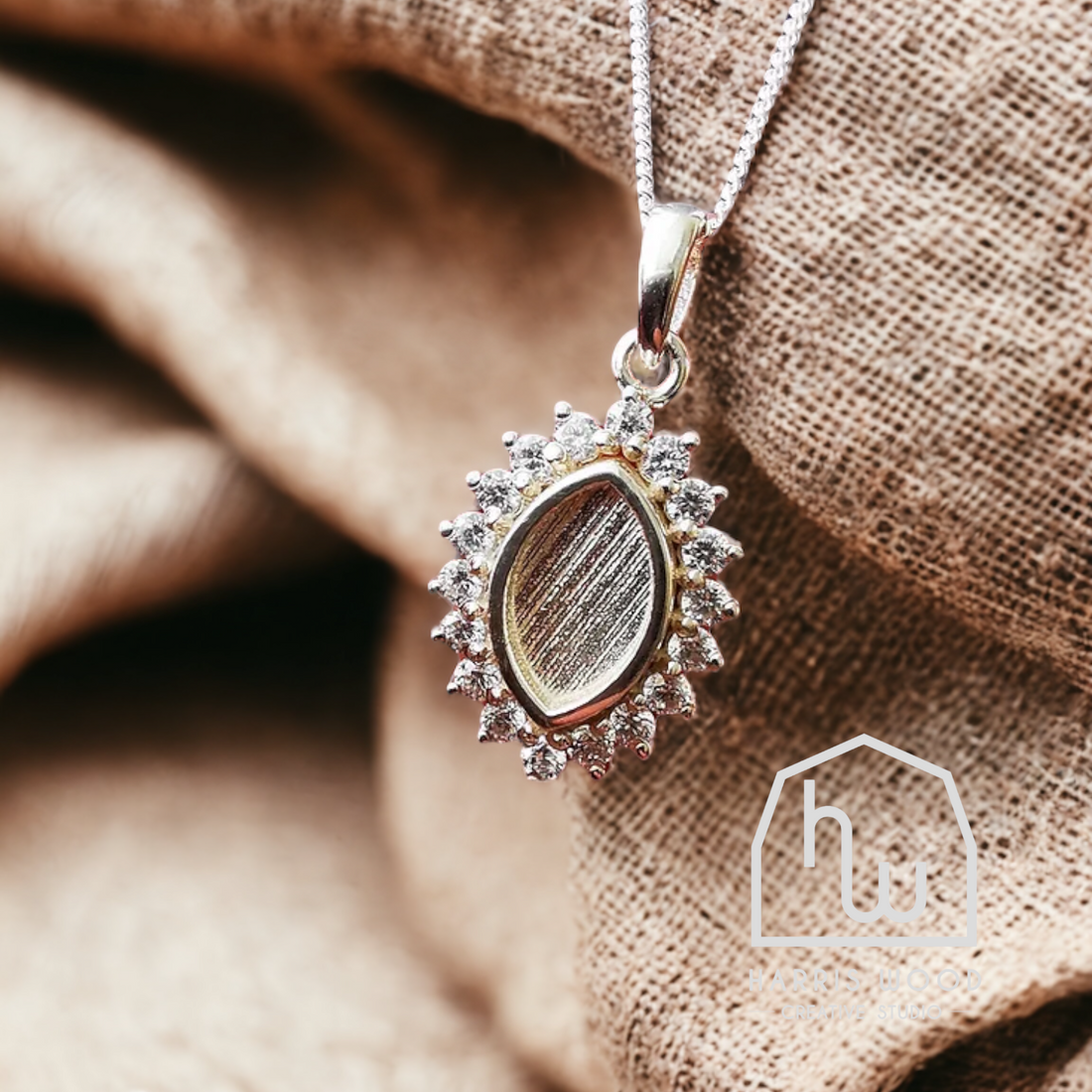 CRYSTAL MARQUISE PENDANT - SOLID 925 SILVER