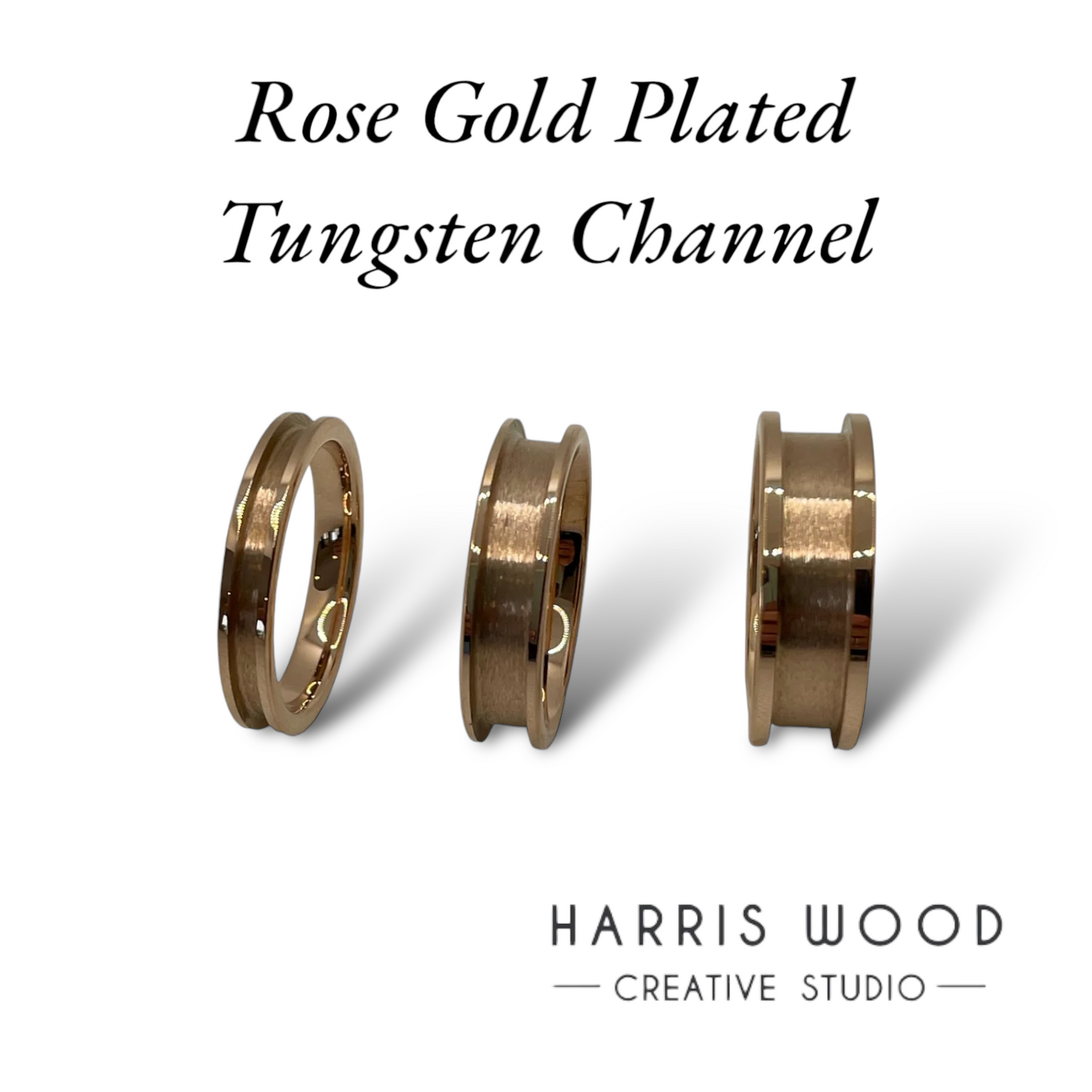 ROSE GOLD Plated Tungsten Channel Rings