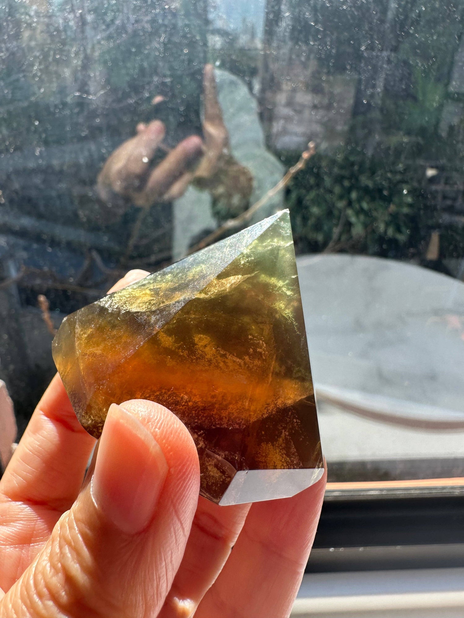 Rare Fluorite Diamond Carving – Unique Shape for Clarity, Focus &amp; Energy Alignment Healing Crystal - 