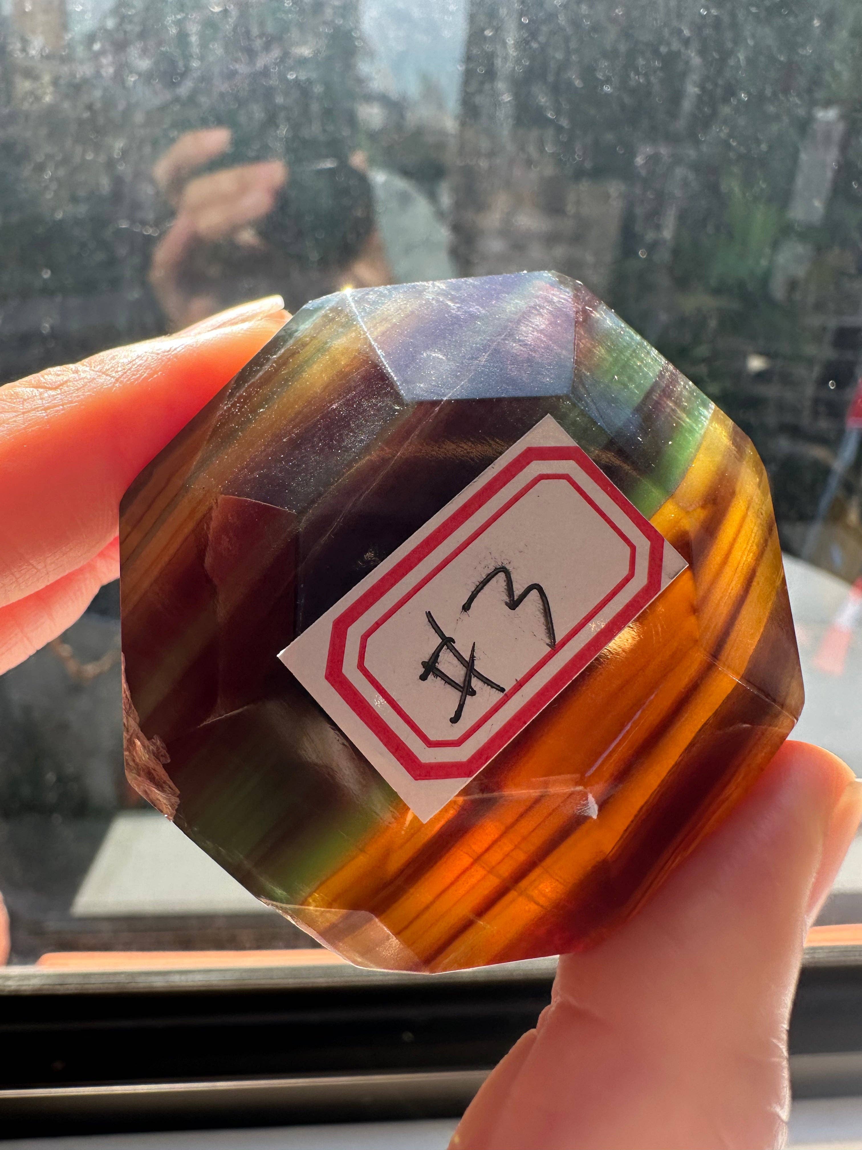 Rare Fluorite Diamond Carving – Unique Shape for Clarity, Focus &amp; Energy Alignment Healing Crystal - 