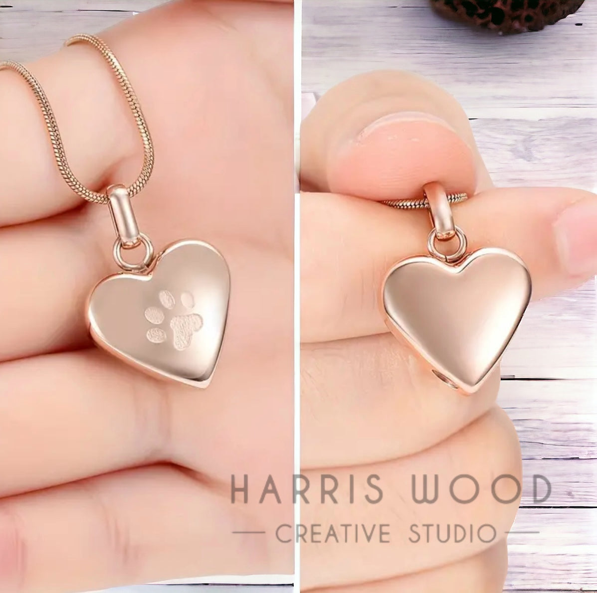 Pet Heart Urn Pendant and Chain