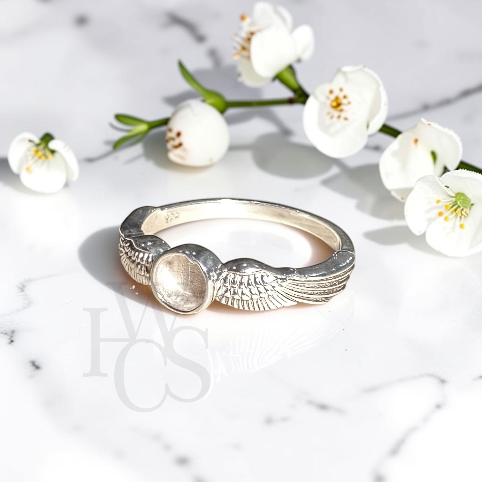 🏷️ EOL – Round Angel Wings Ring – Solid Silver