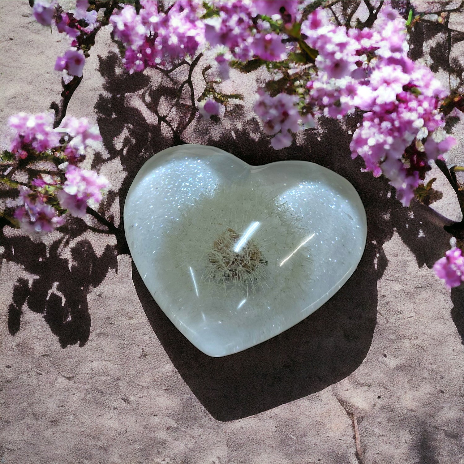 Breastmilk Base with Dandelion Heart Resin Keepsake