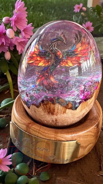Memorial Resin Egg with Wood Base &amp; Plaque