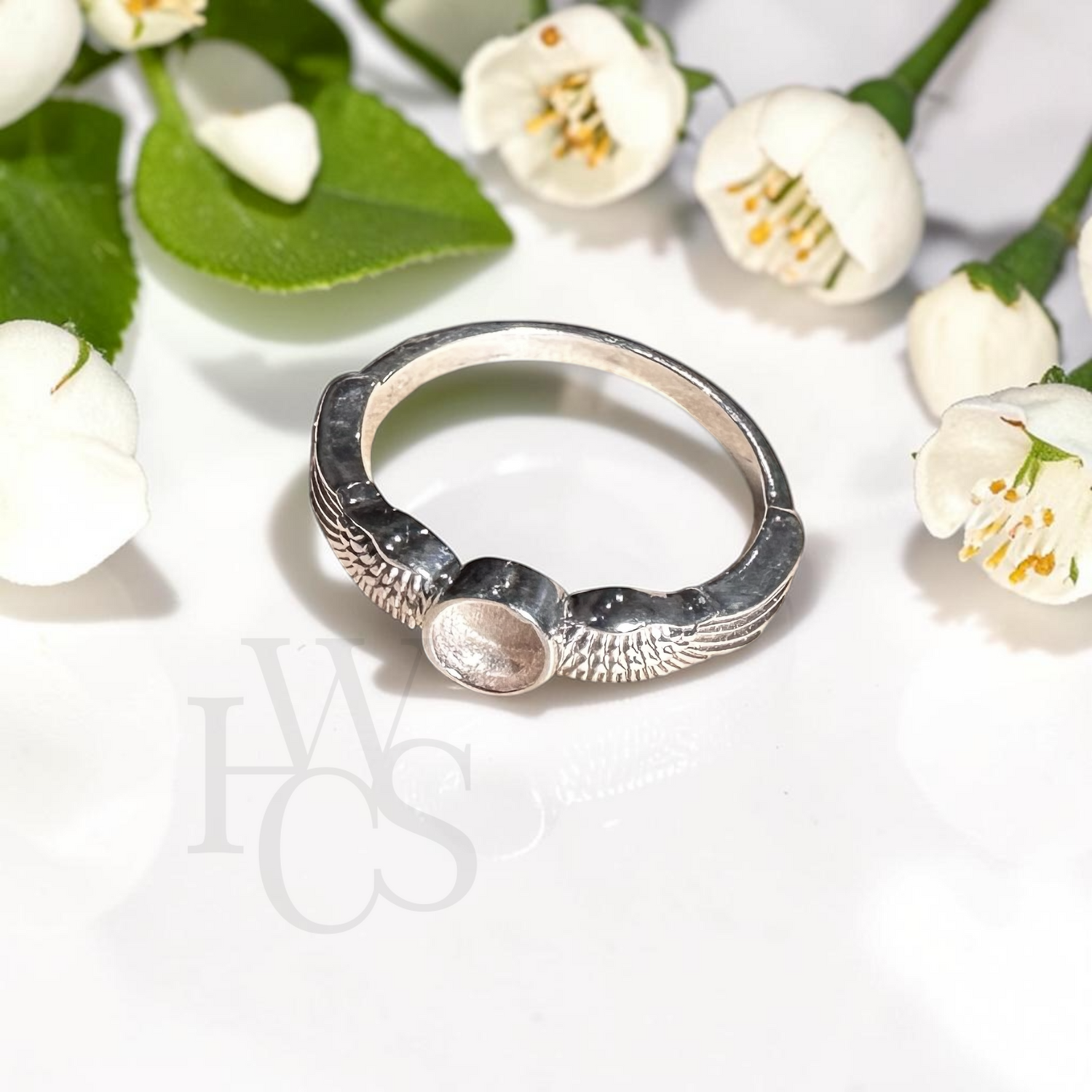 🏷️ EOL – Round Angel Wings Ring – Solid Silver