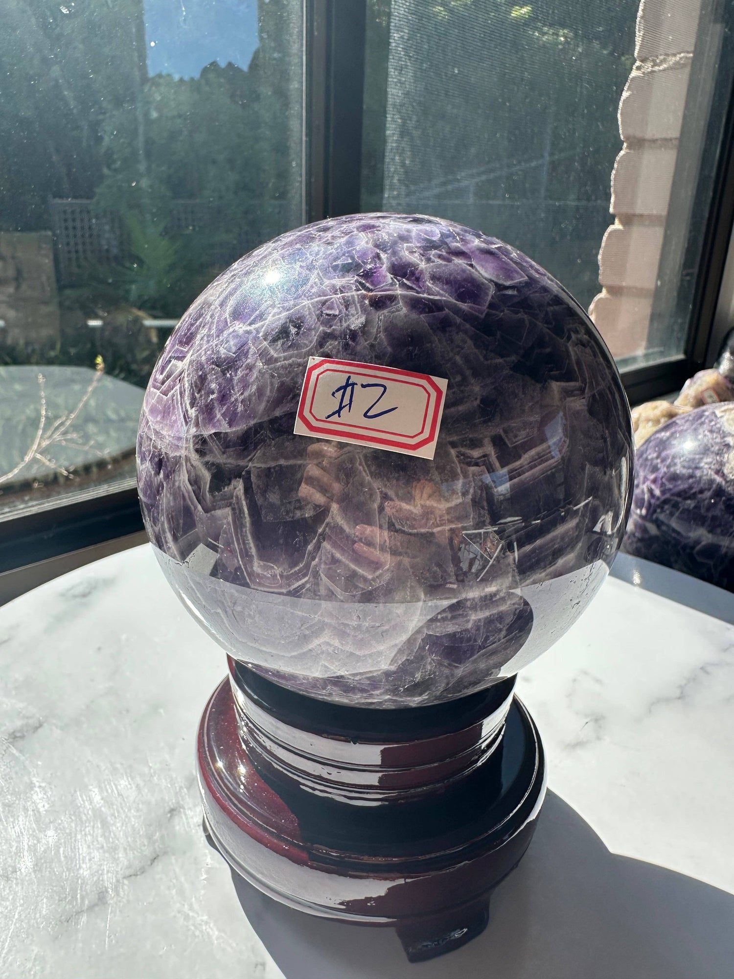 Extra Large Natural Dream Amethyst Sphere Crystal for Spiritual Healing, Feng Shui &amp; Chakra Balancing Crystal