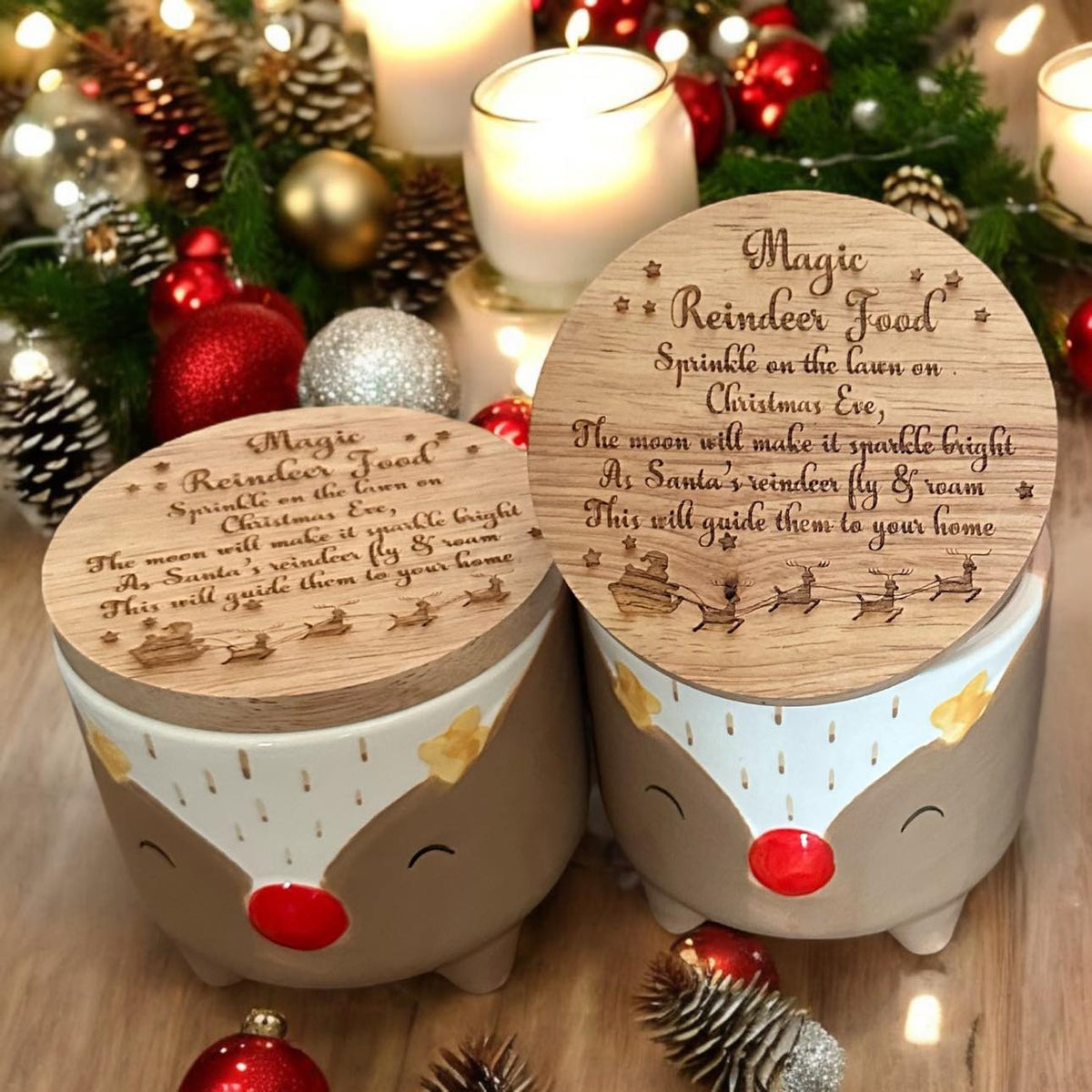 Reindeer Food Ceramic Jars.