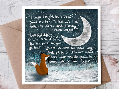 &quot;Broken&quot; Sympathy &amp; Encouragement Card by Fox Under The Moon