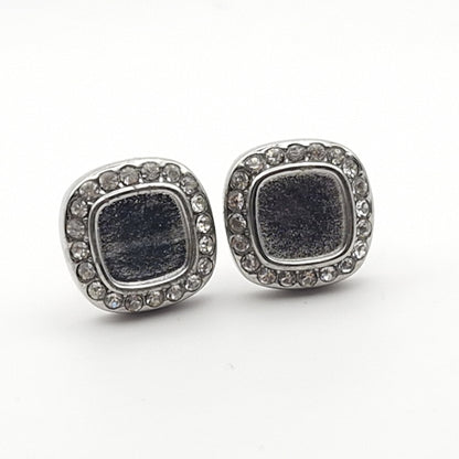 Stainless Steel Cushion Earrings with Cubic Zirconias