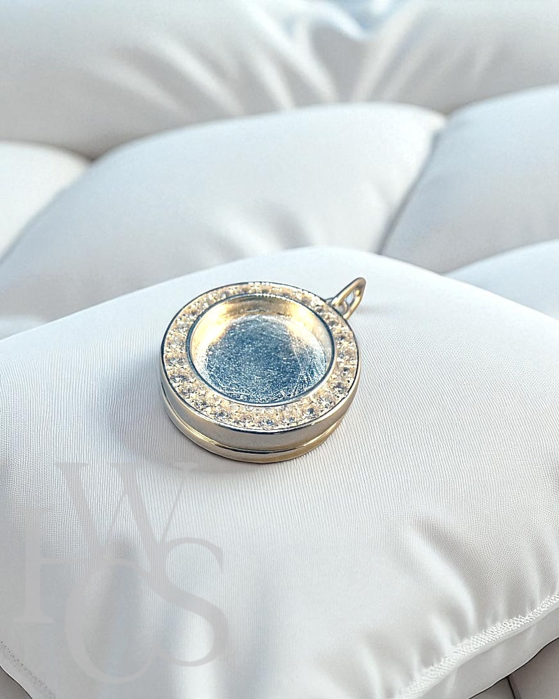 CZ Locket &amp; Bezel Round Pendant