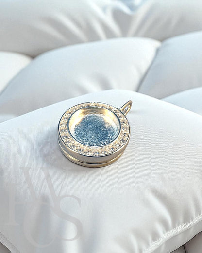 CZ Locket &amp; Bezel Round Pendant