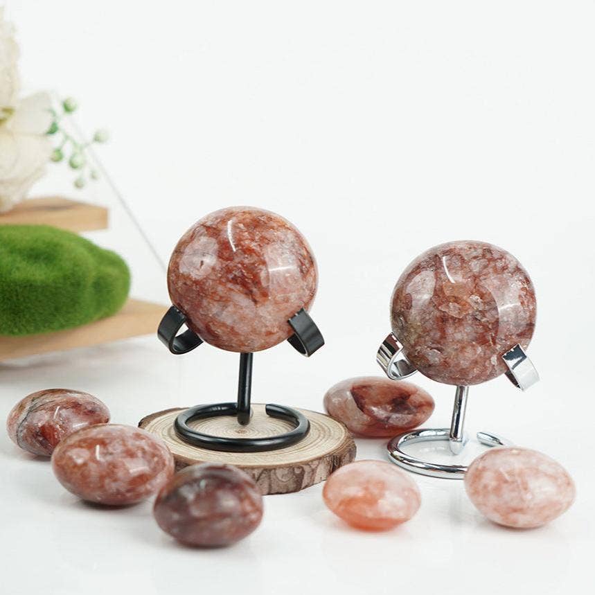 Fire Quartz Palm Stone – Grounding &amp; Emotional Balance Crystal